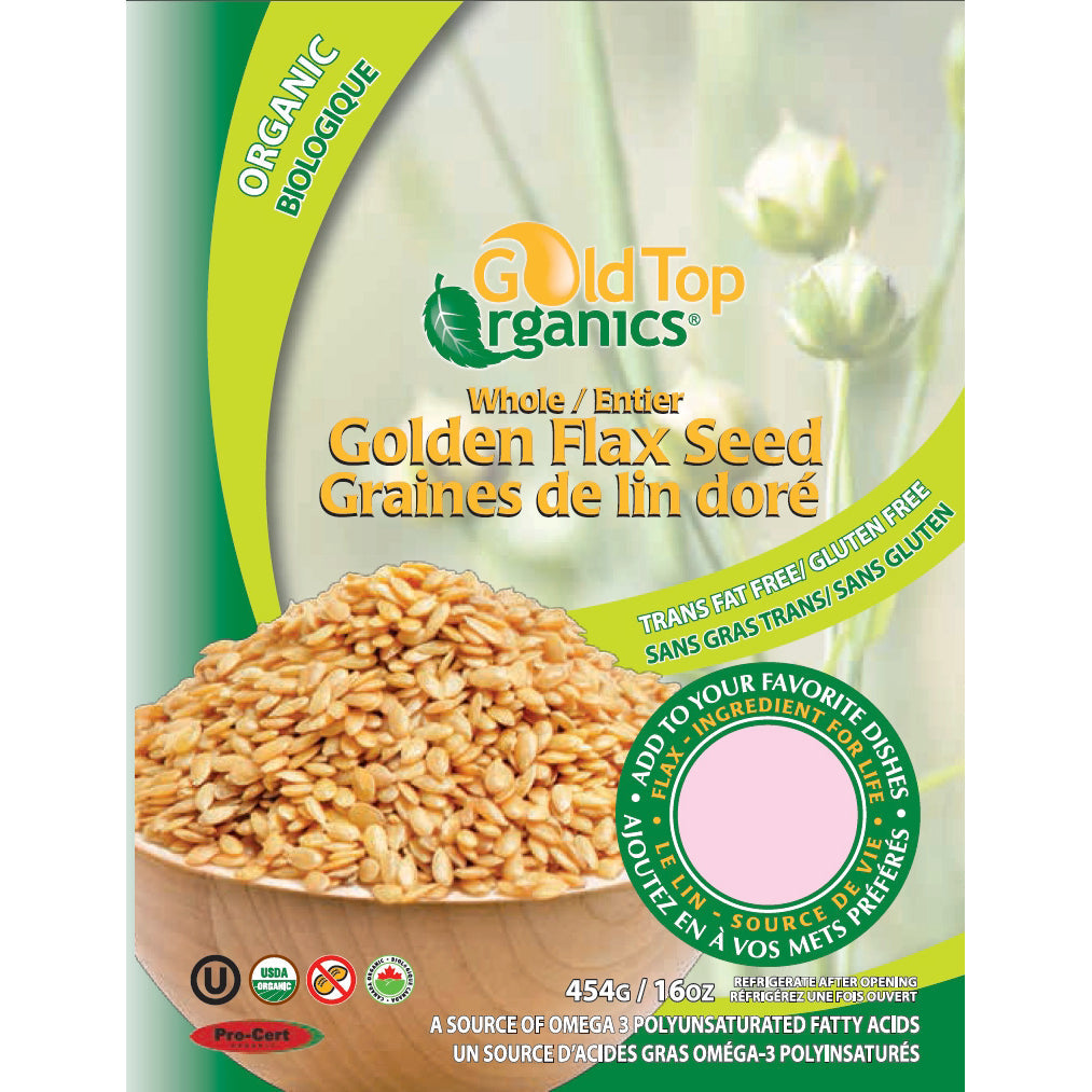 Gold Top Organic Whole Flax Seed, Golden
