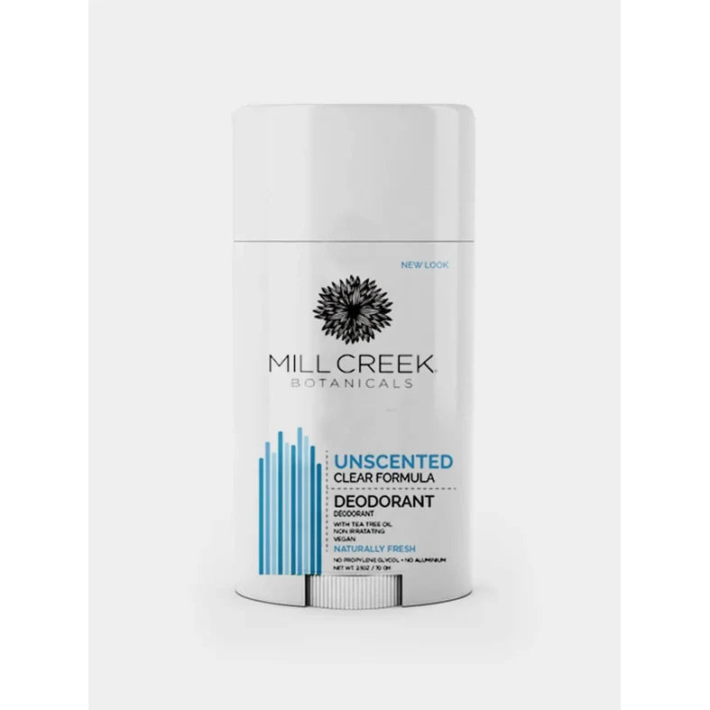 Mill Creek Herbal Deodorant Stick with Tea Tree and Coriander, Aluminum-Free, 4 Scents, 70g - Unscented