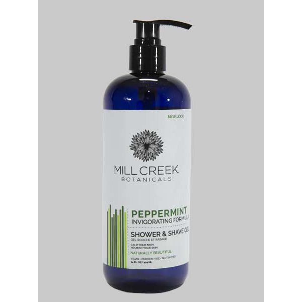 Mill Creek 2-in-1 Shower & Shave Gel with Organic Aloe and Argan Oil, 4 Scents, 414ml - Peppermint