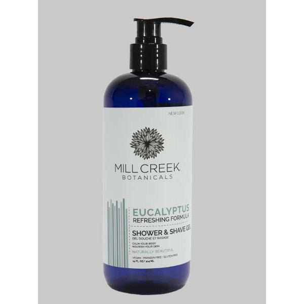 Mill Creek 2-in-1 Shower & Shave Gel with Organic Aloe and Argan Oil, 4 Scents, 414ml - Eucalyptus