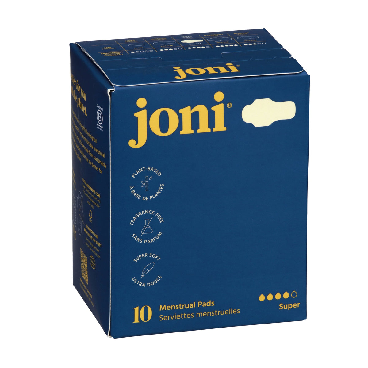 Joni Organic Bamboo Pads Super, 10 Pads