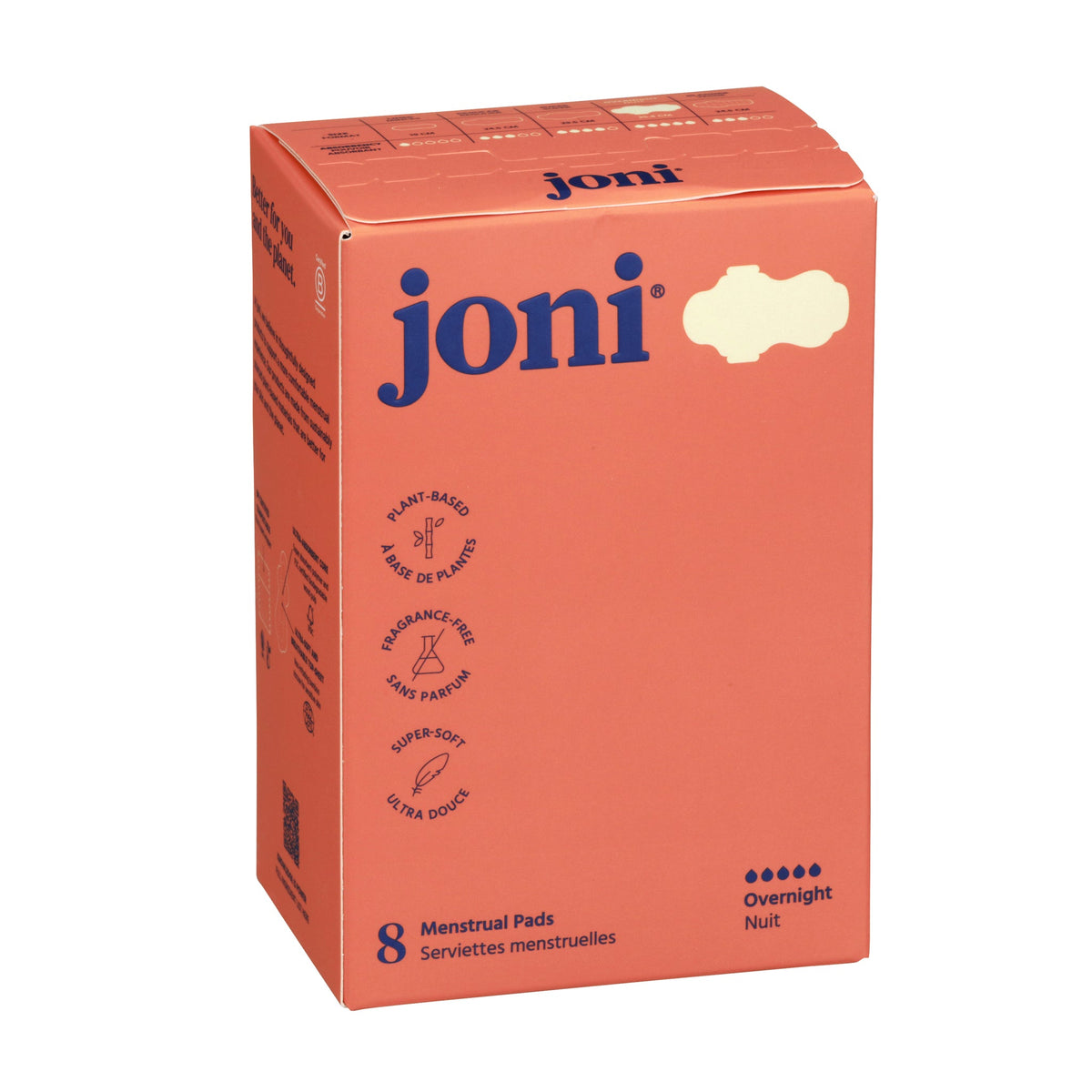 Joni Organic Bamboo Pads Overnight, 8 Pads