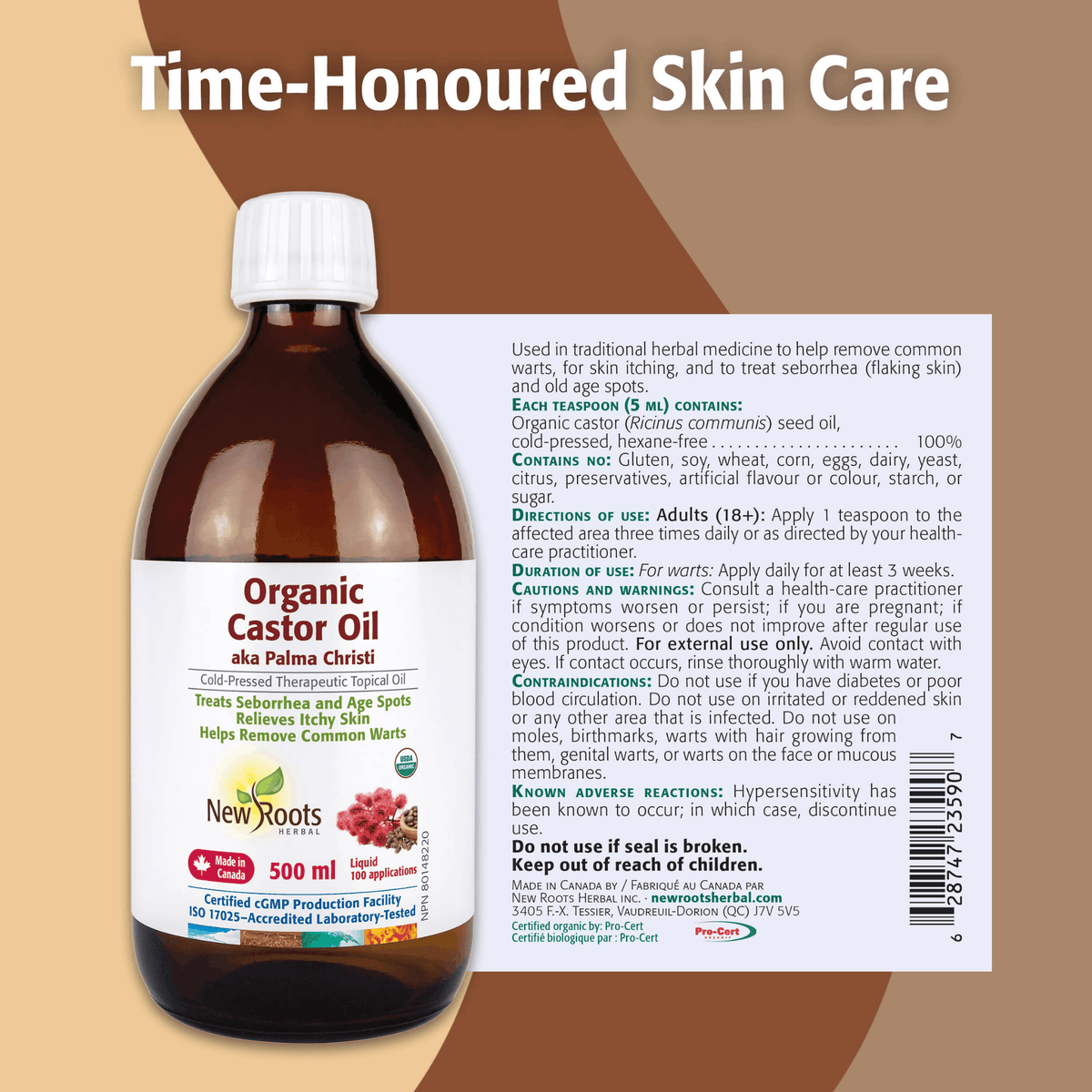 500ml | New Roots Organic Castor Oil