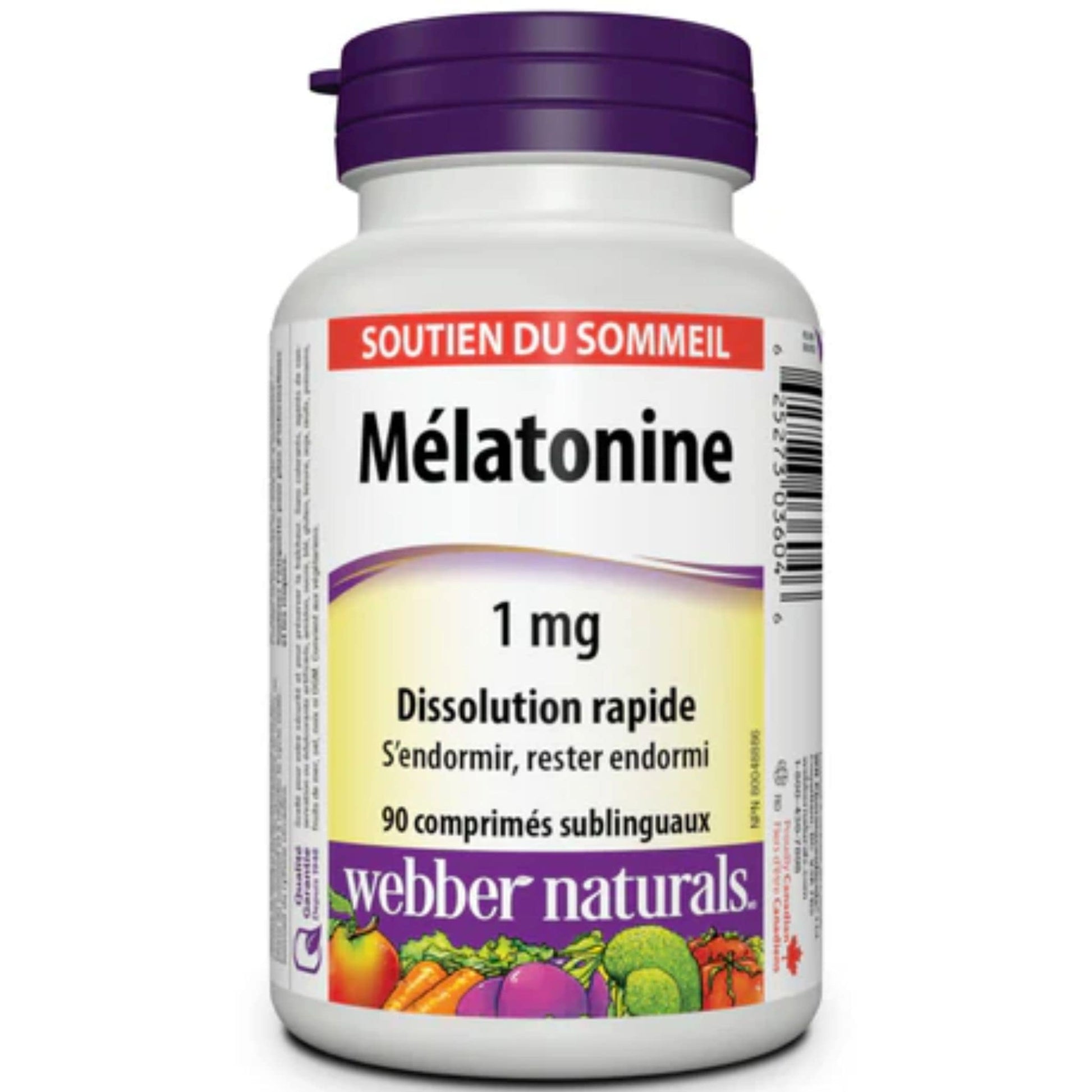 90 Sublingual Tablets | Webber Naturals Melatonin 1mg Quick Dissolve