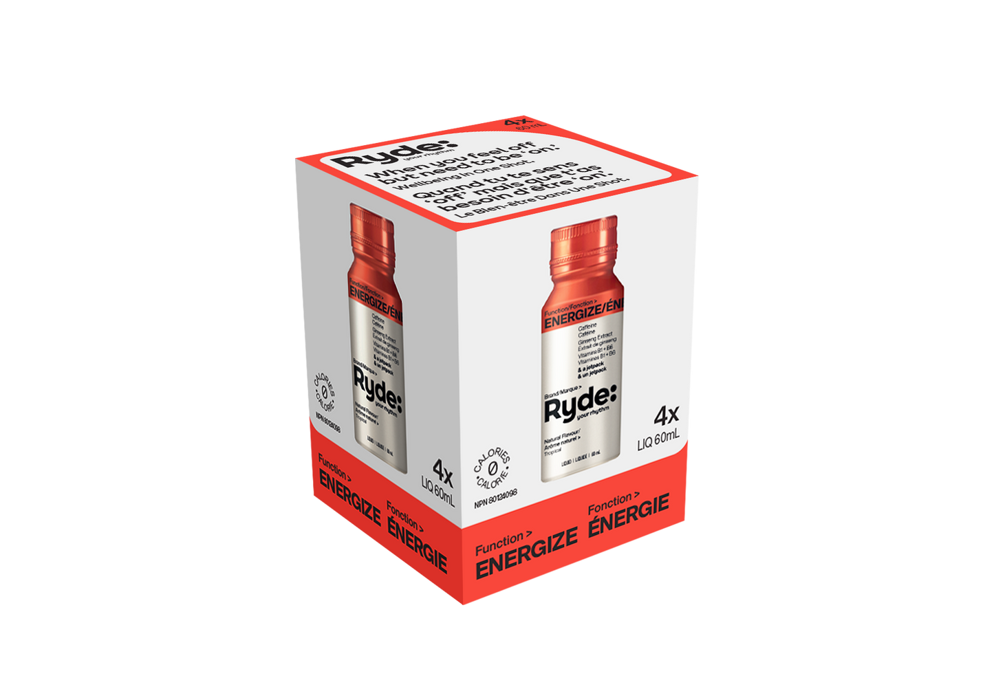 Ryde Energize Energy Shot, 4-Pack