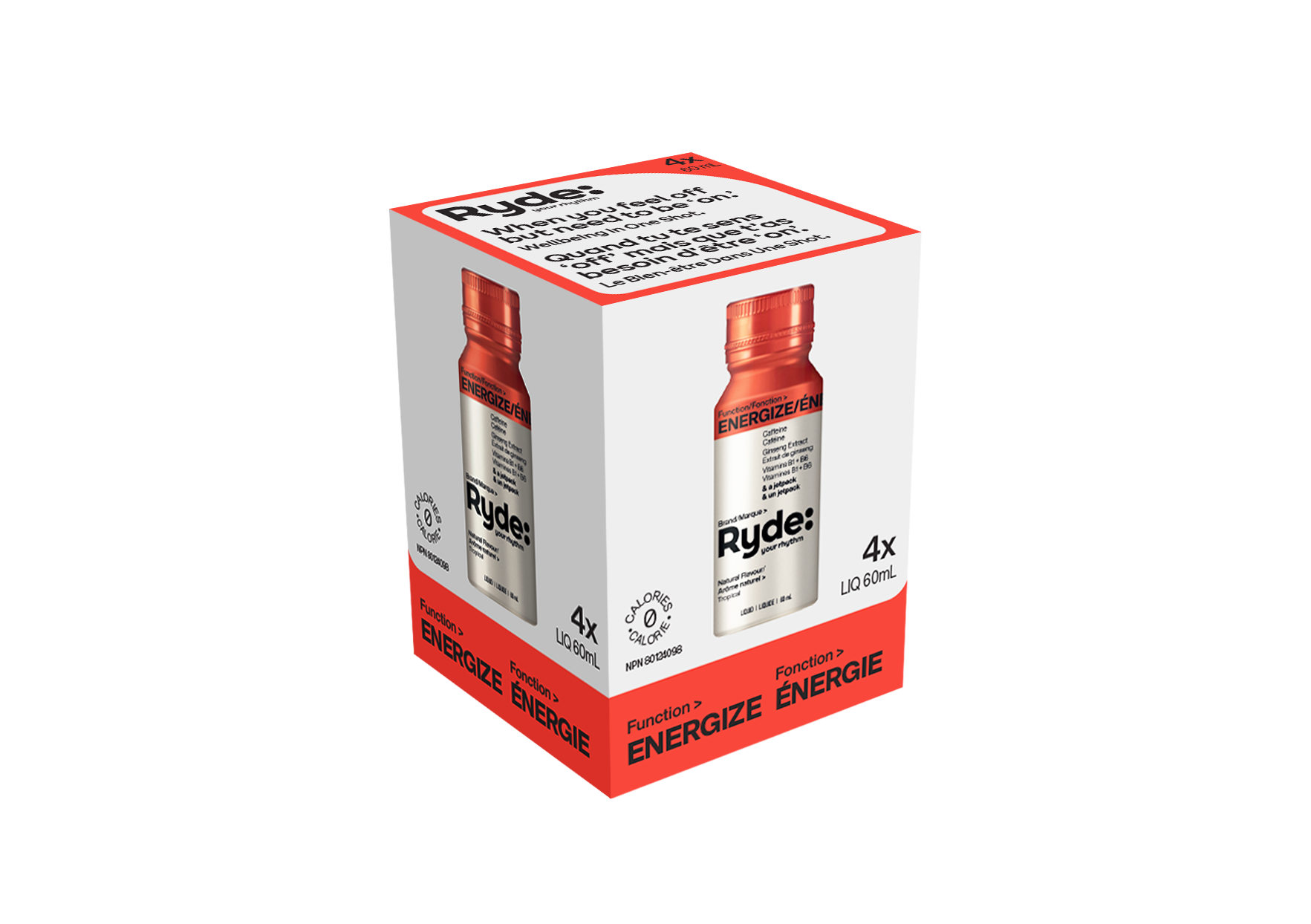 Ryde Energize Energy Shot, 4-Pack