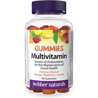 Orange, Raspberry, Lemon 90 Gummies | Webber Naturals Gummies Multivitamin for Adult