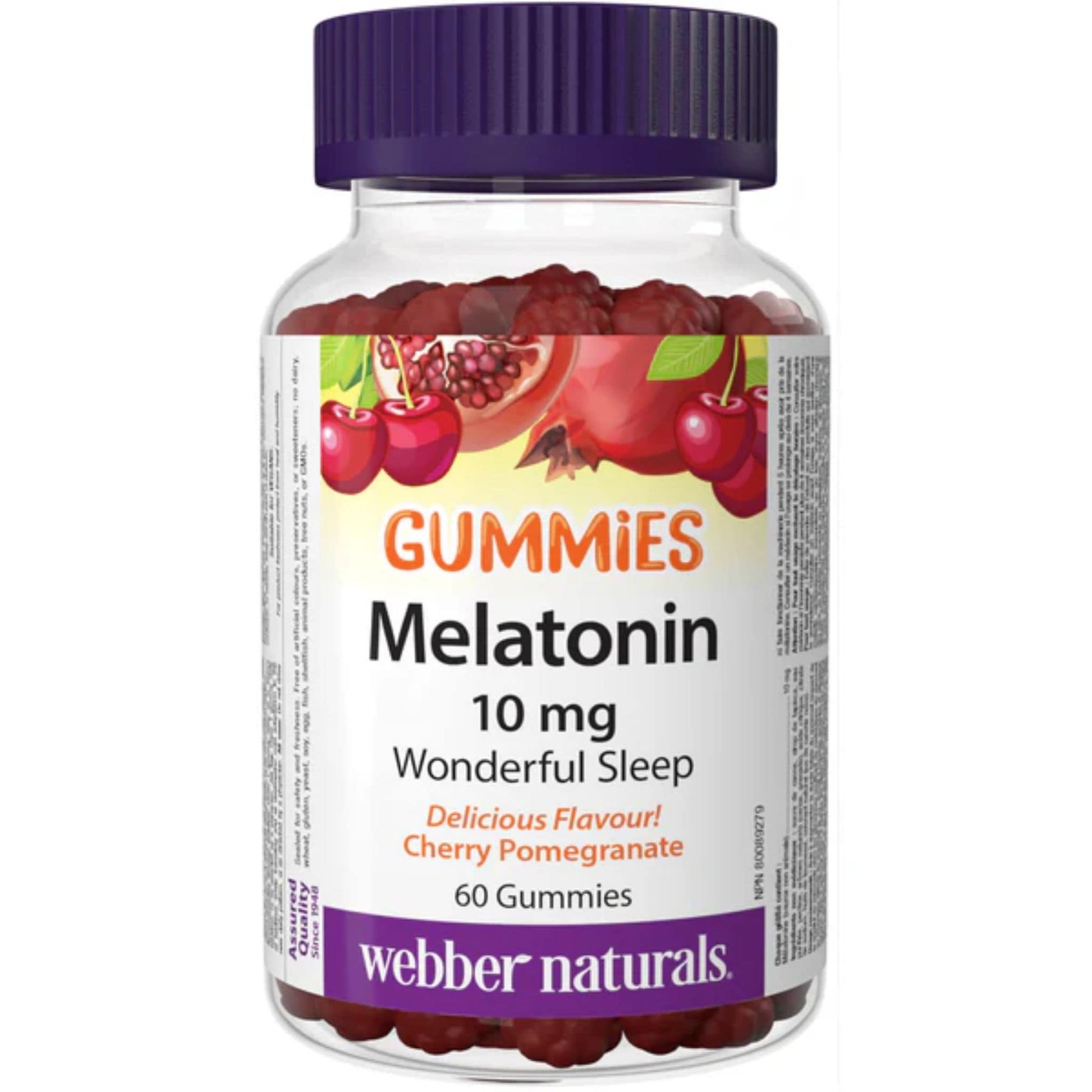 Cherry Pomegranate, 60 Gummies | Webber Naturals Melatonin 10mg Gummies