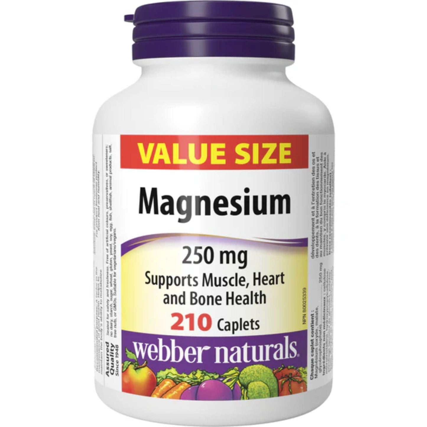 210 Caplets | Webber Naturals Magnesium 250mg