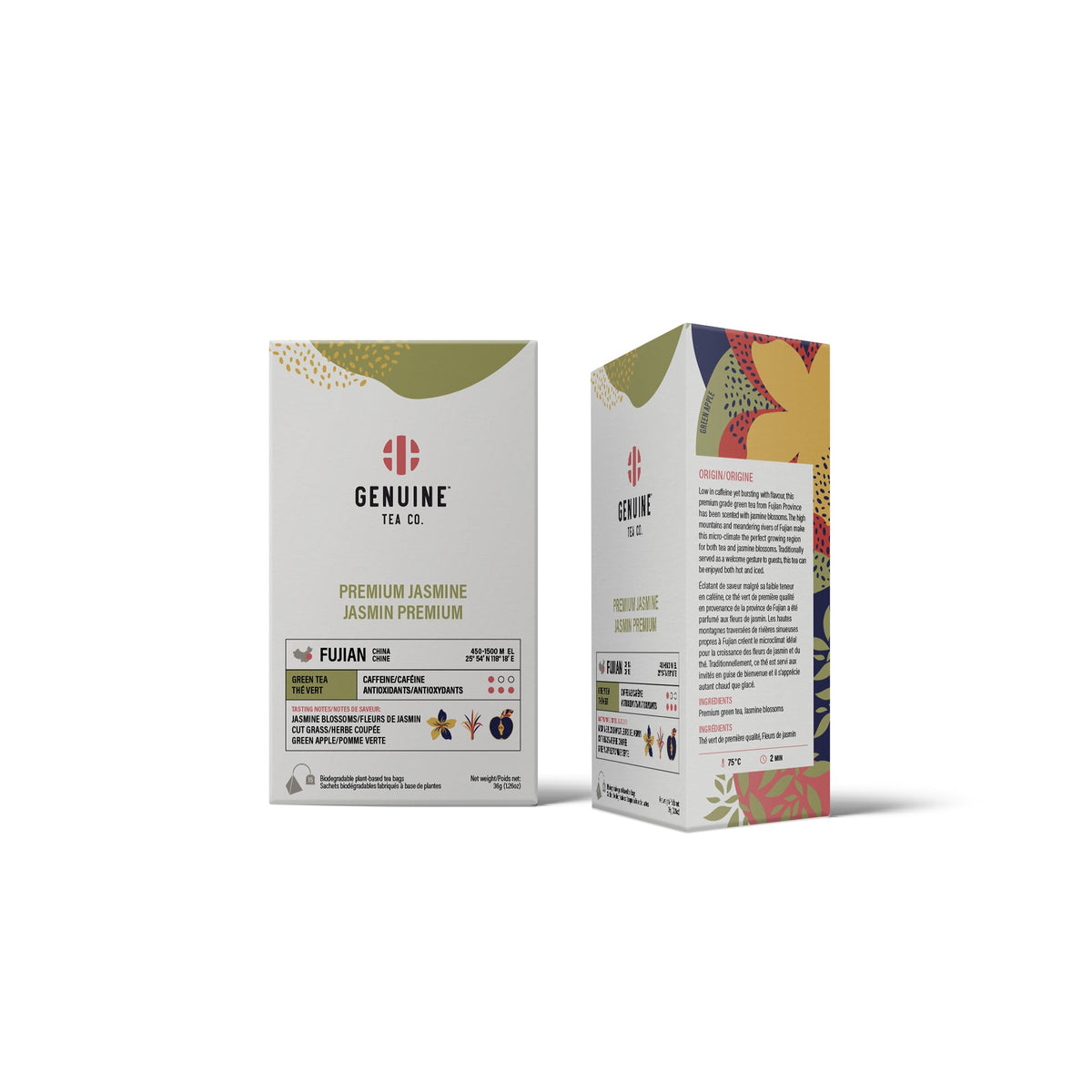 Genuine Tea Premium Jasmine, 15 pyramid tea bags