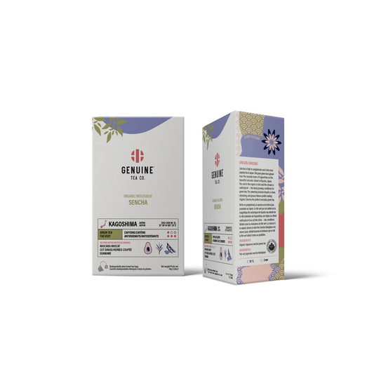 Genuine Tea Organic Sencha, 15 pyramid tea bags