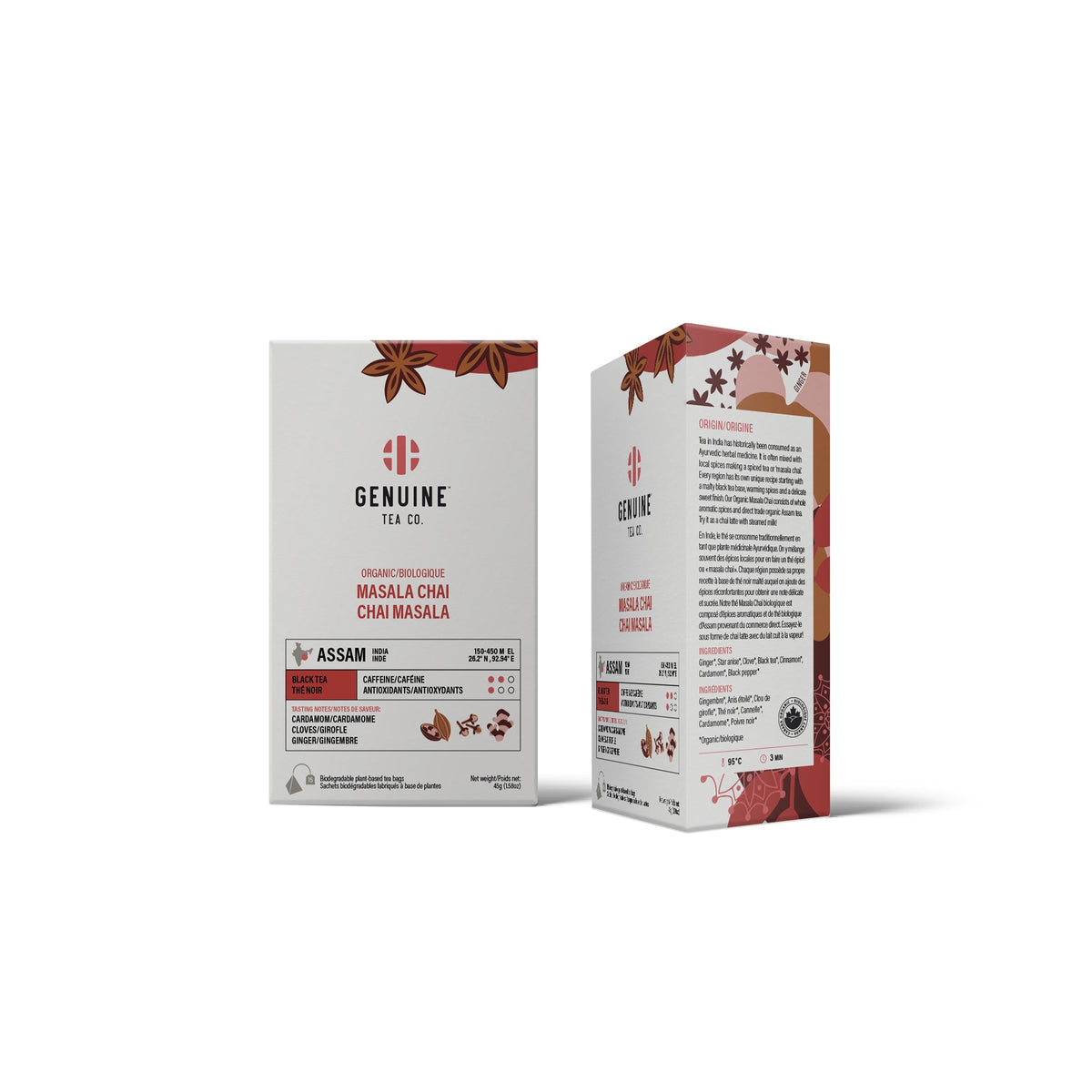 Genuine Tea Organic Masala Chai, 15 pyramid tea bags