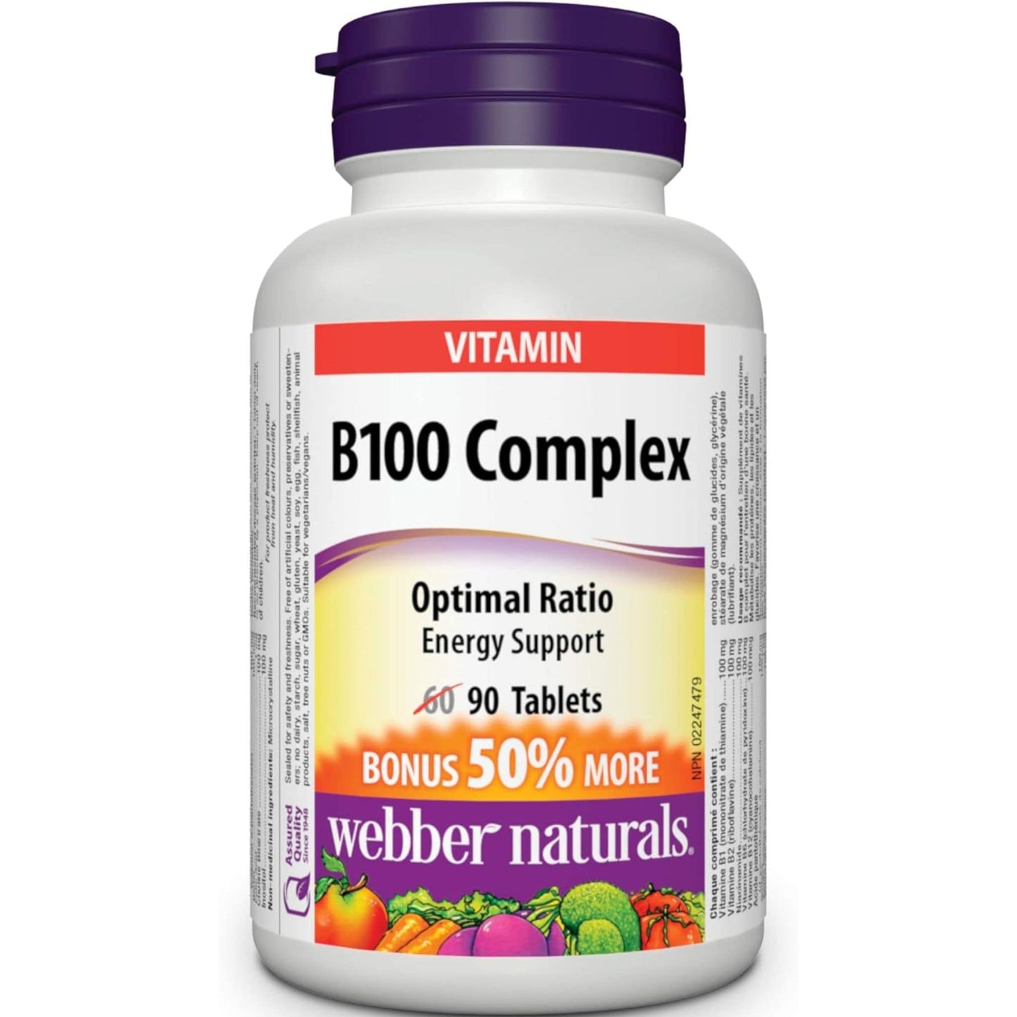90 Tablets | Webber Naturals Vitamin B100 Complex