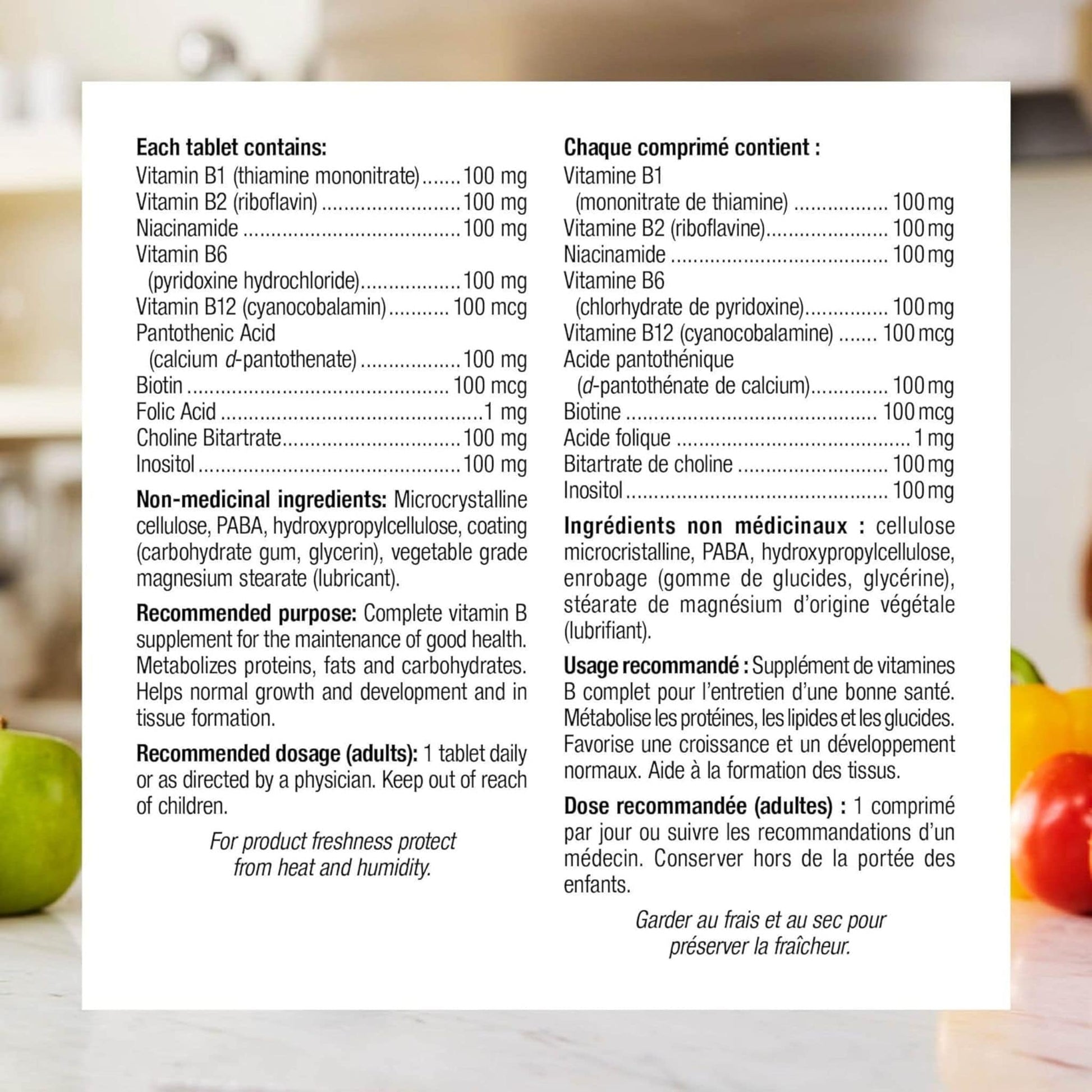 90 Tablets | Webber Naturals Vitamin B100 Complex