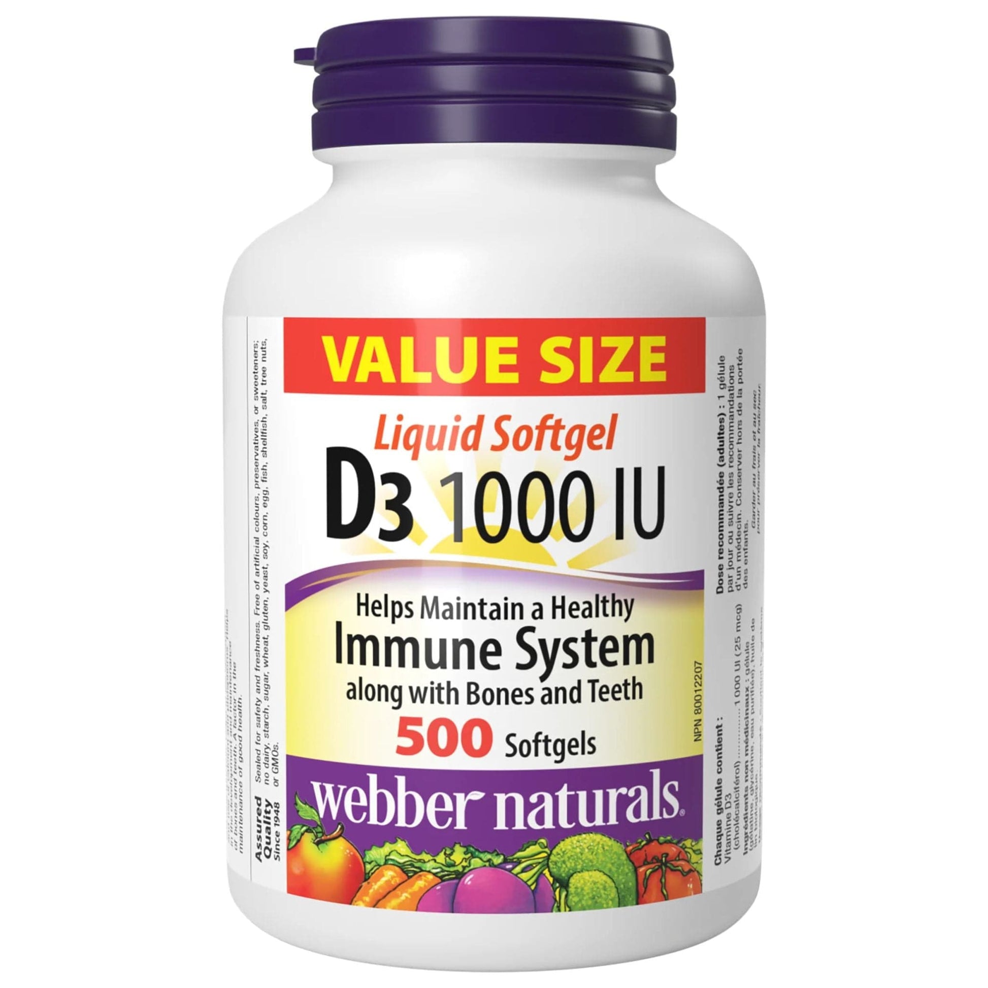 500 Softgel Capsules | Webber Naturals Vitamin D3 1000 IU
