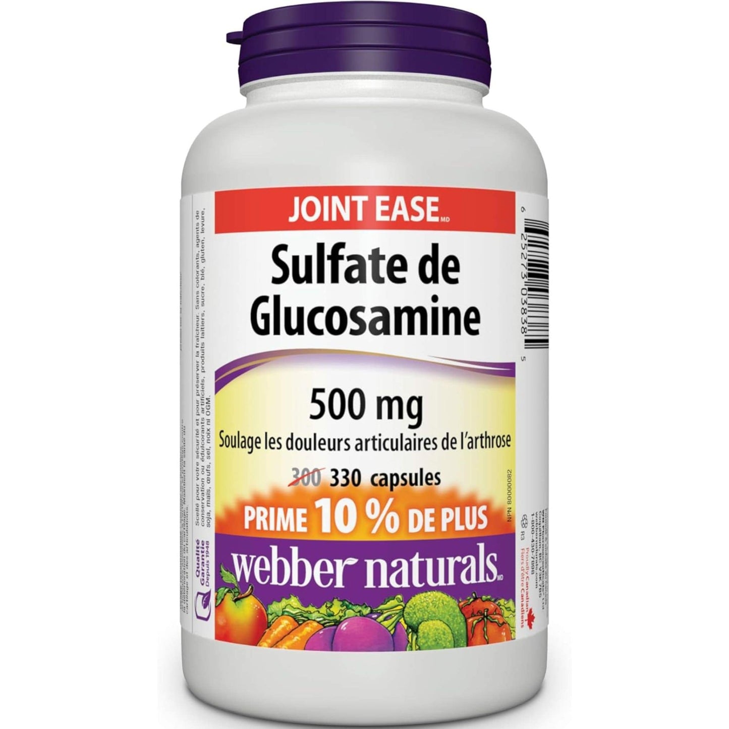 330 Capsules | Webber Naturals Glucosamine Sulfate 500 mg