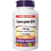 Webber Naturals Coenzyme Q10 150mg, Cardiovascular Support and Antioxidant, Helps Reduce Migraine Frequency, 60 Softgels