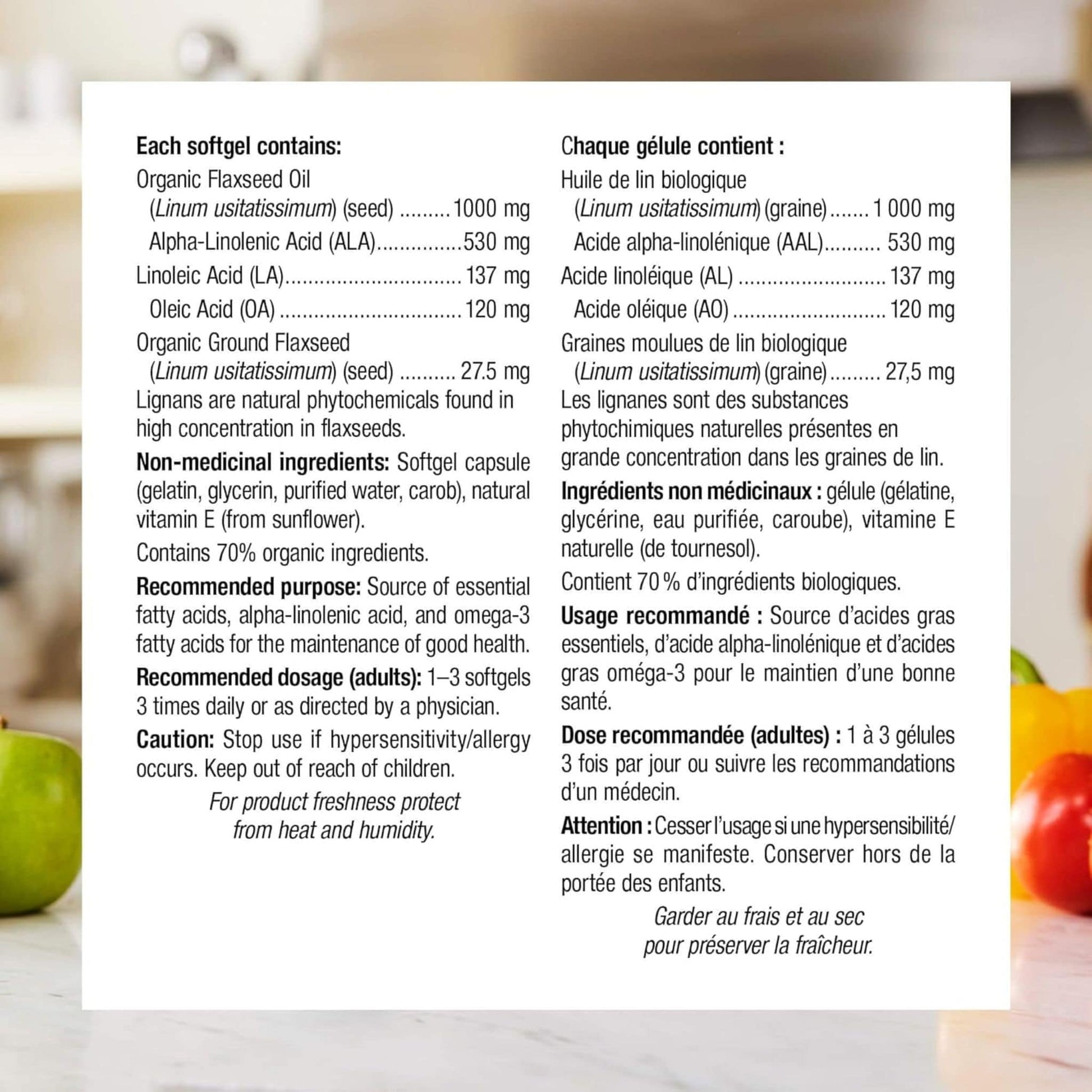 210 Softgels | Webber Naturals Organic Flaxseed Oil 1000mg Cold-Pressed