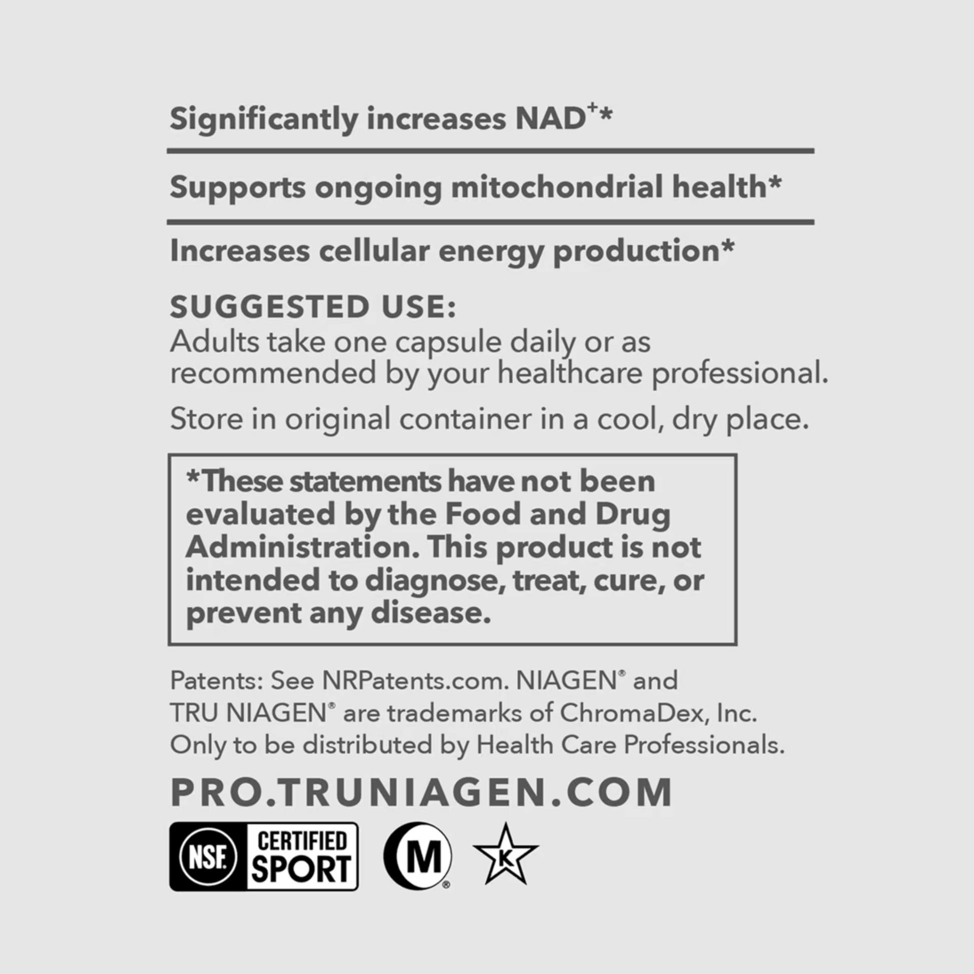 30 Vegetable Capsules | TRU Niagen Pro