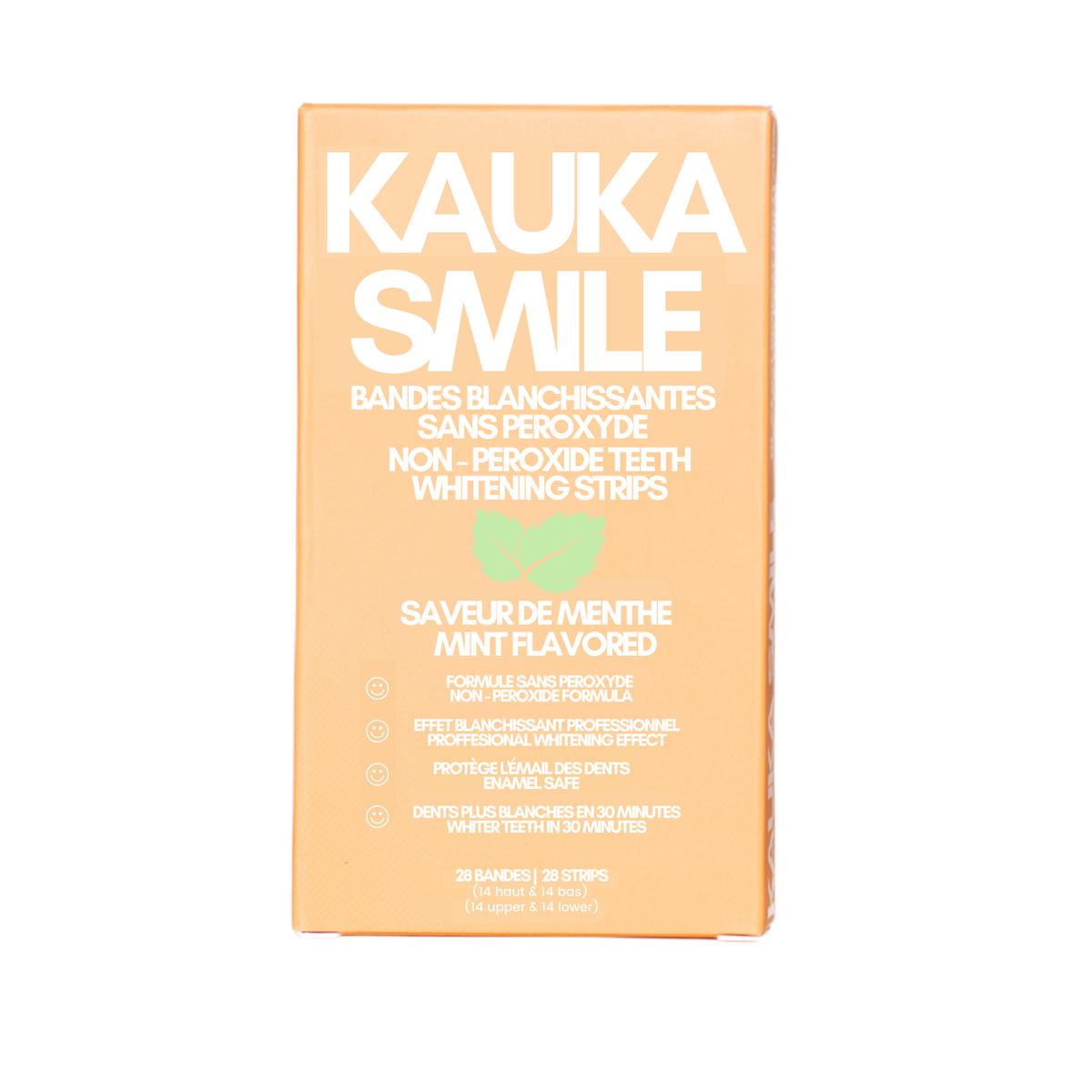 Kauka Smile Peroxide-Free Teeth Whitening Strips, 28 Strips (14 Treatments)