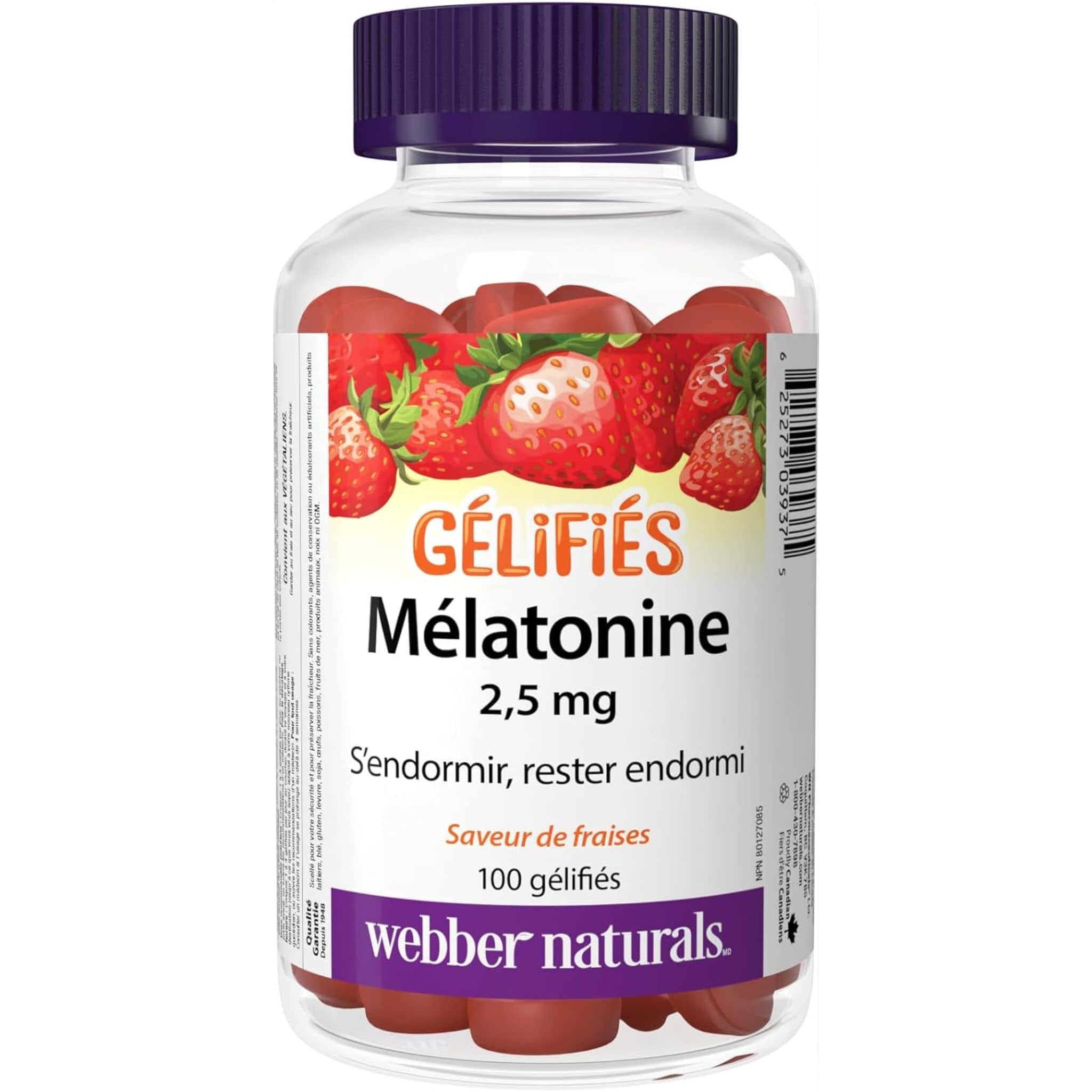 Webber Naturals Melatonin 2.5mg Gummies, 100 Gummies