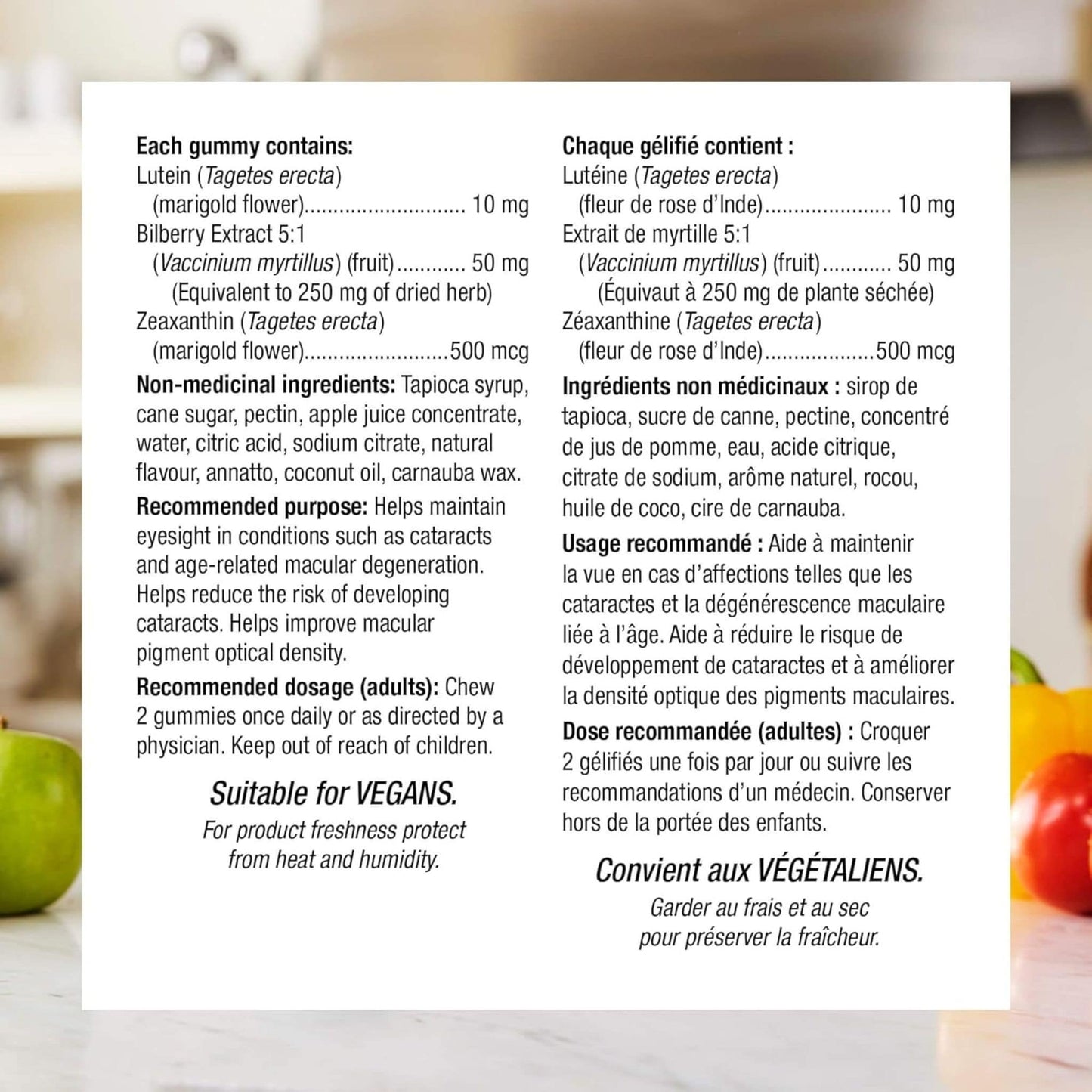 Mango Flavour, 60 Gummies | Webber Naturals Lutein 20 mg with Bilberry and Zeaxanthin