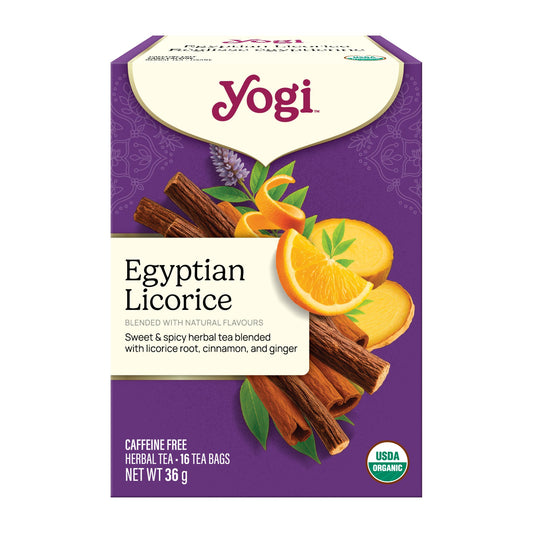 Yogi Egyptian Licorice Tea, Organic Herbal Tea with Licorice Root, Cinnamon and Orange Peel, 16 Tea Bags