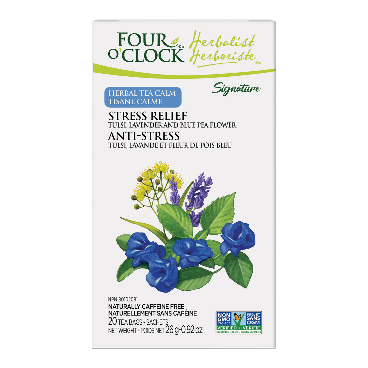 Four O'Clock Calm Anti-Stress Organic Herbal Tea, 20 tea bags
