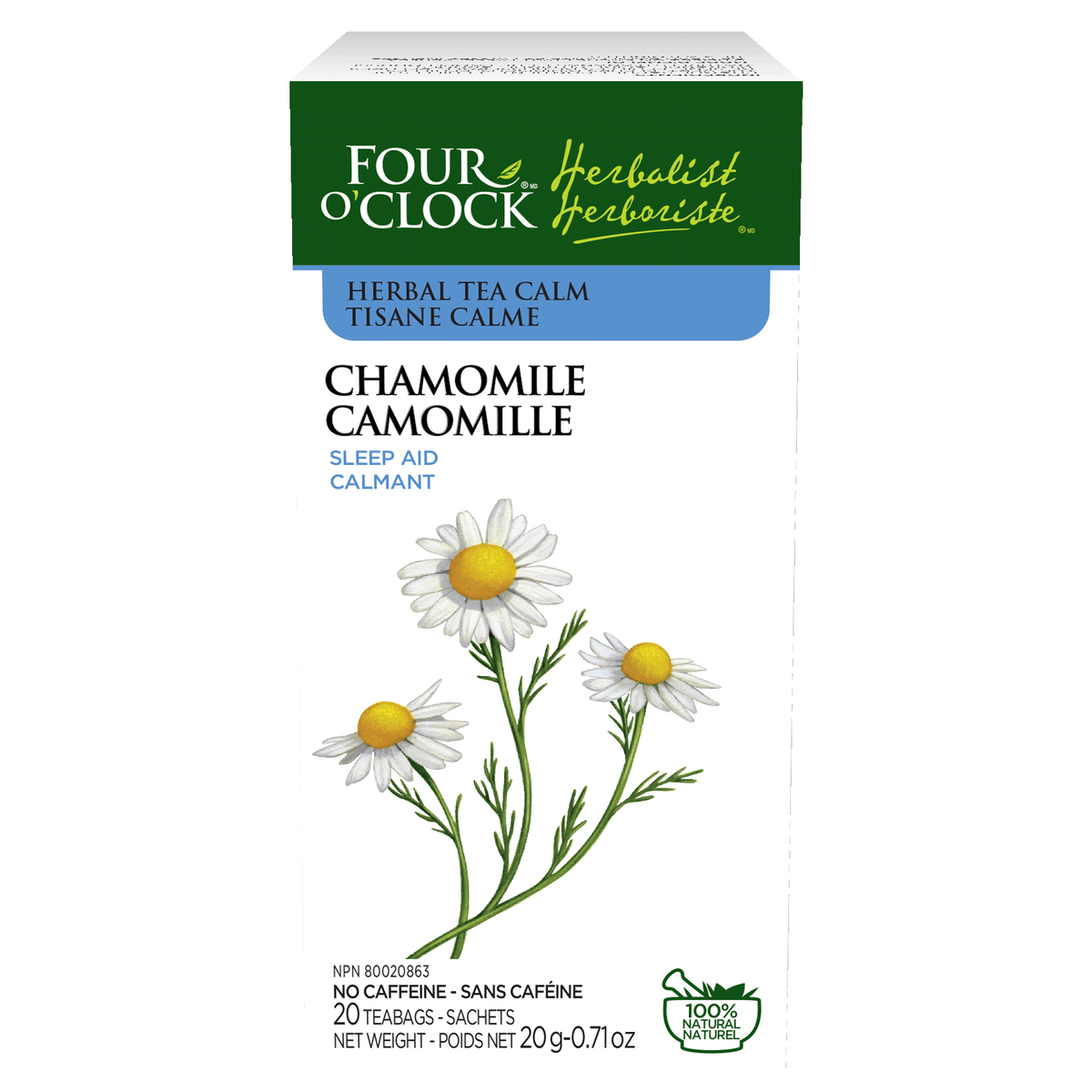 Four O'Clock Chamomile Herbal Tea, 20 tea bags