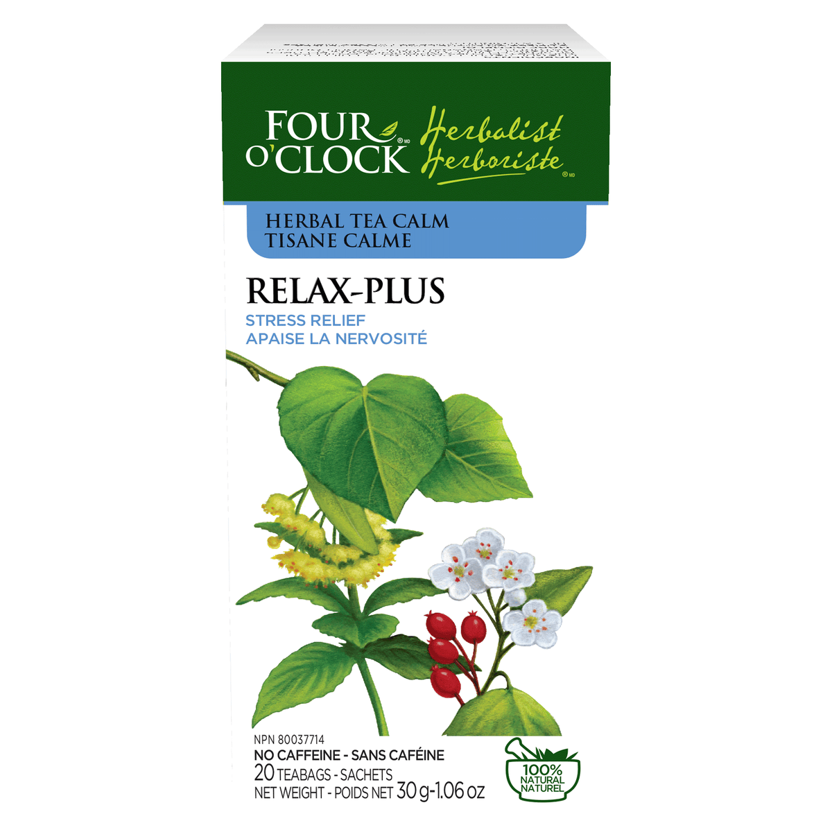 Four O'Clock Relax-Plus Herbal Tea, 20 tea bags