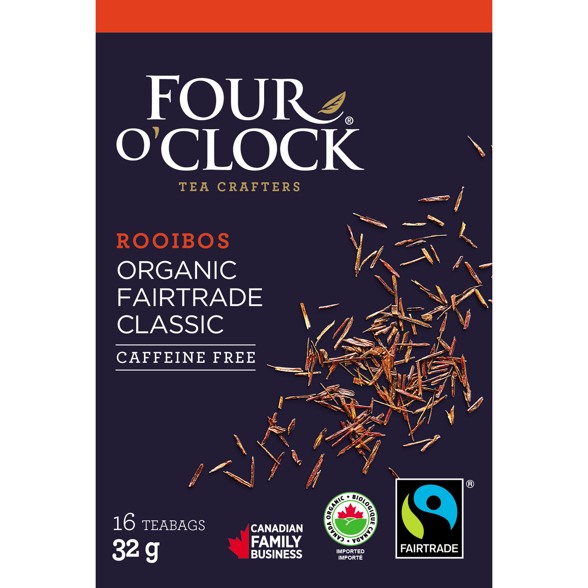 Four O'Clock Rooibos Organic Herbal Tea, 16 tea bags