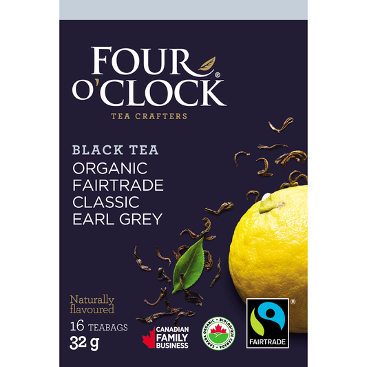 Four O'Clock Earl Grey Organic Black Tea, 16 tea bags