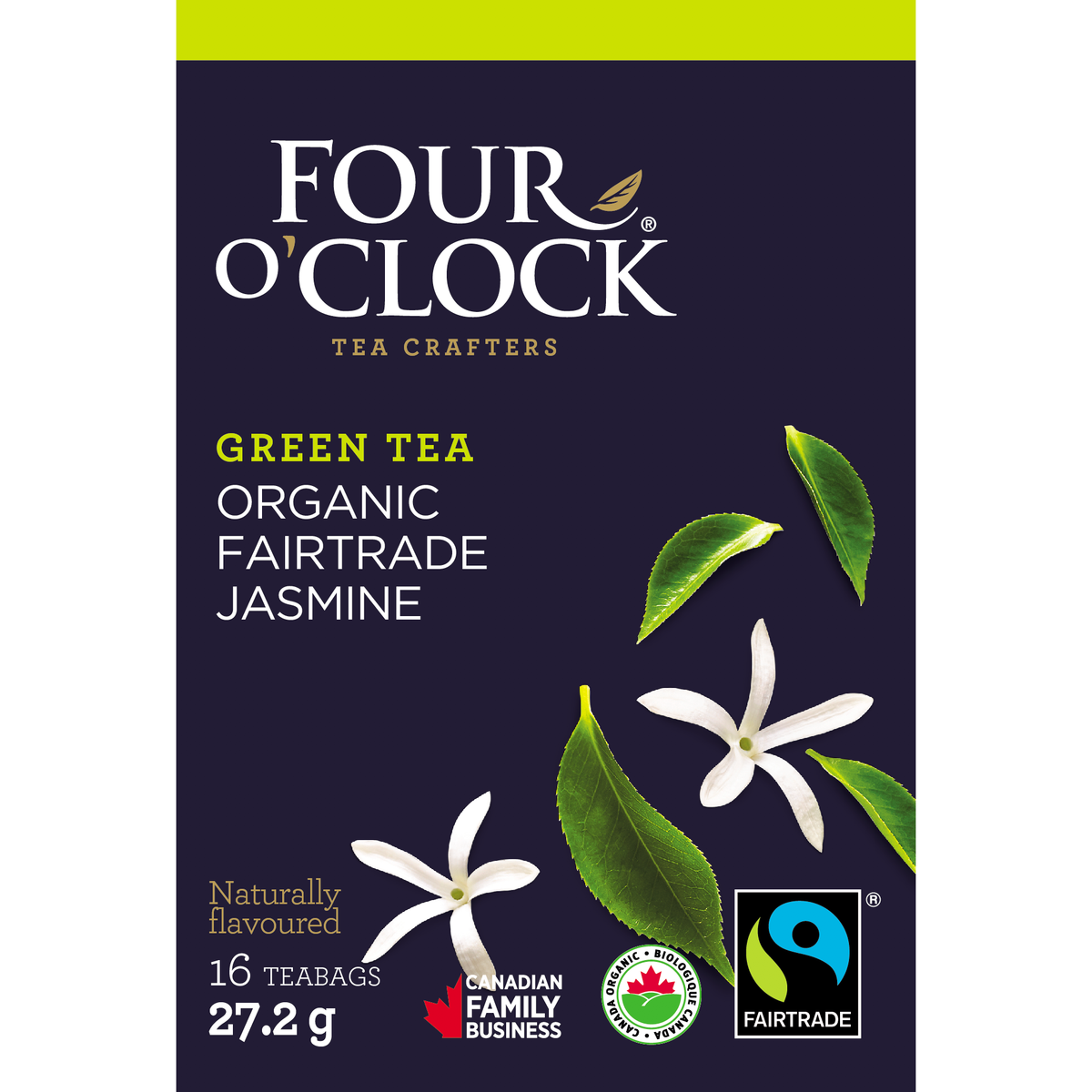 Four O'Clock Jasmine Green Organic Tea, 16 tea bags