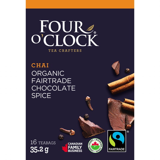 Four O'Clock Chocolate Spice Organic Herbal Chai, 16 tea bags
