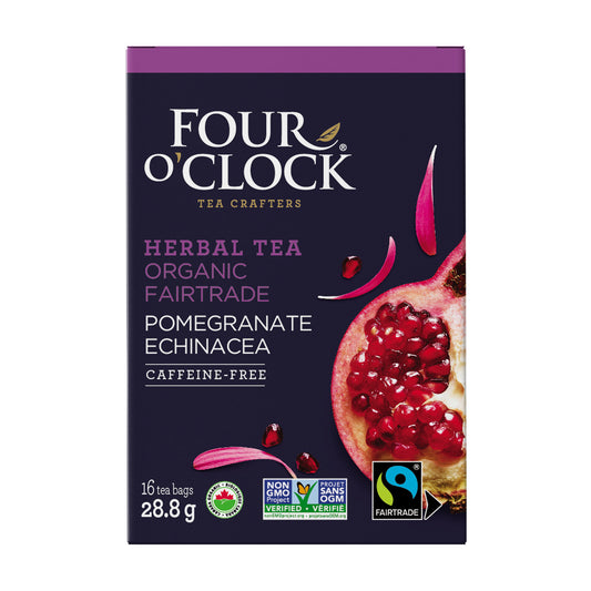 Four O'Clock Pomegranate Echinacea Organic Herbal Tea, 16 tea bags