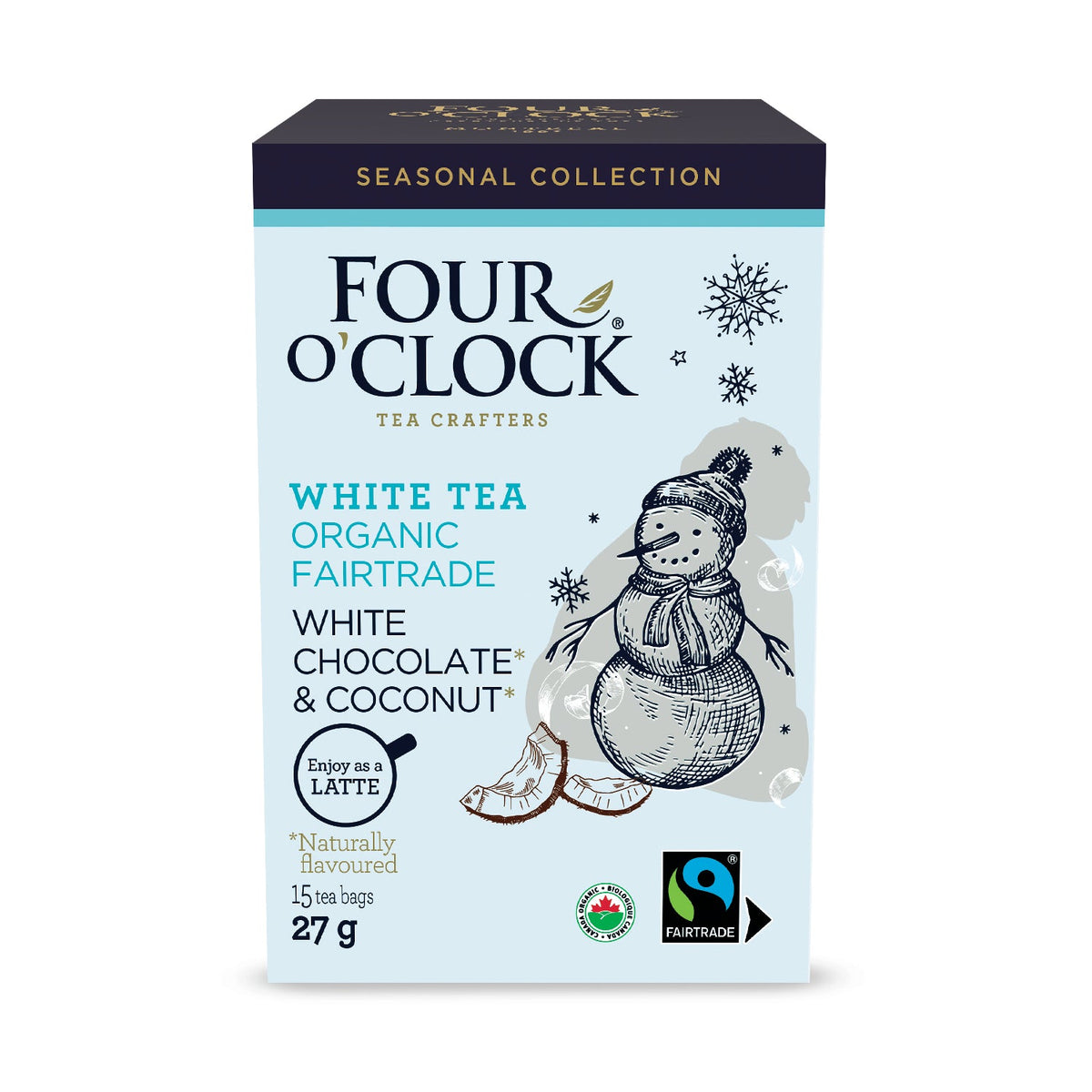 Four O'Clock White Chocolate and Coconut Organic White Tea, 15 tea bags