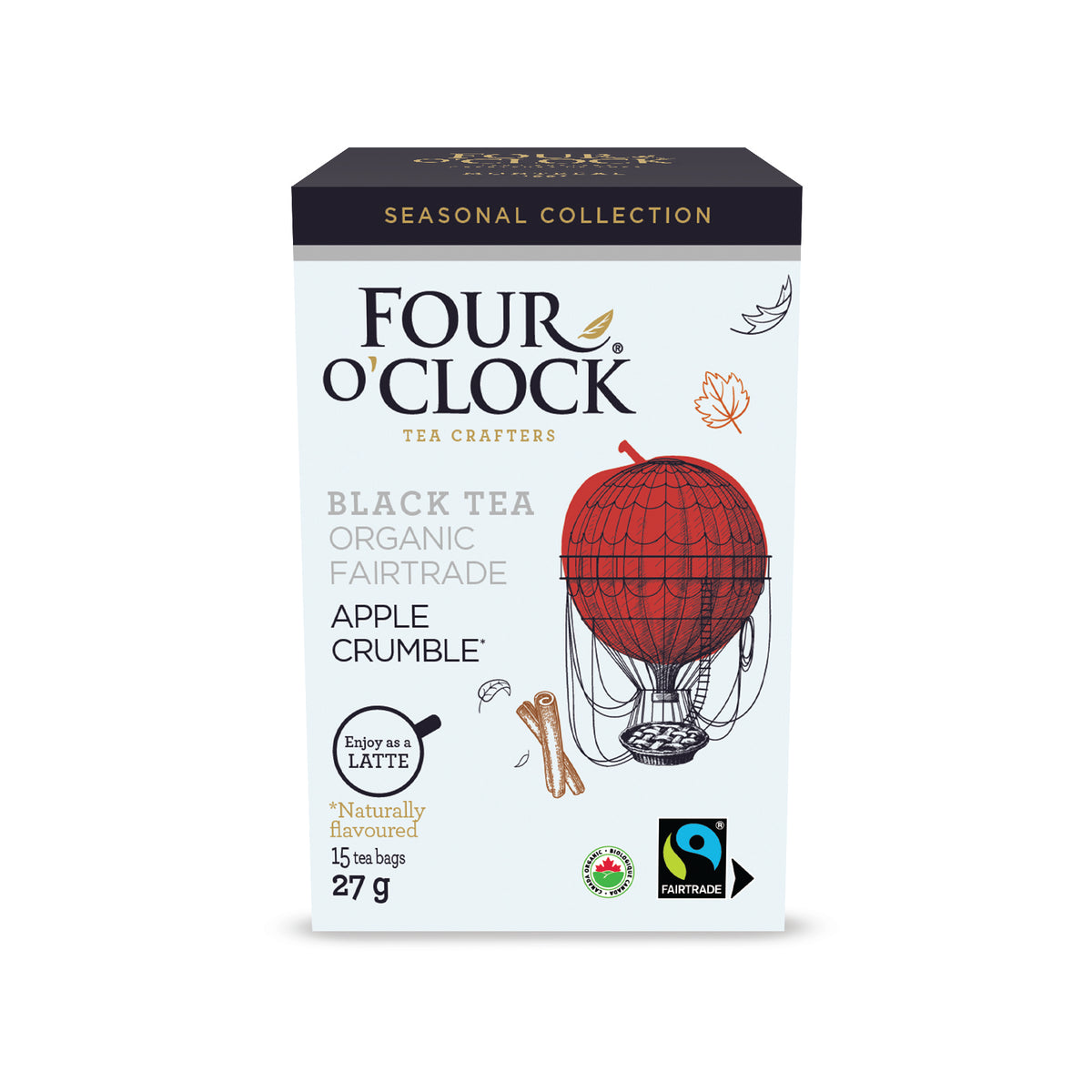 Four O'Clock Apple Crumble Organic Black Tea, 15 tea bags