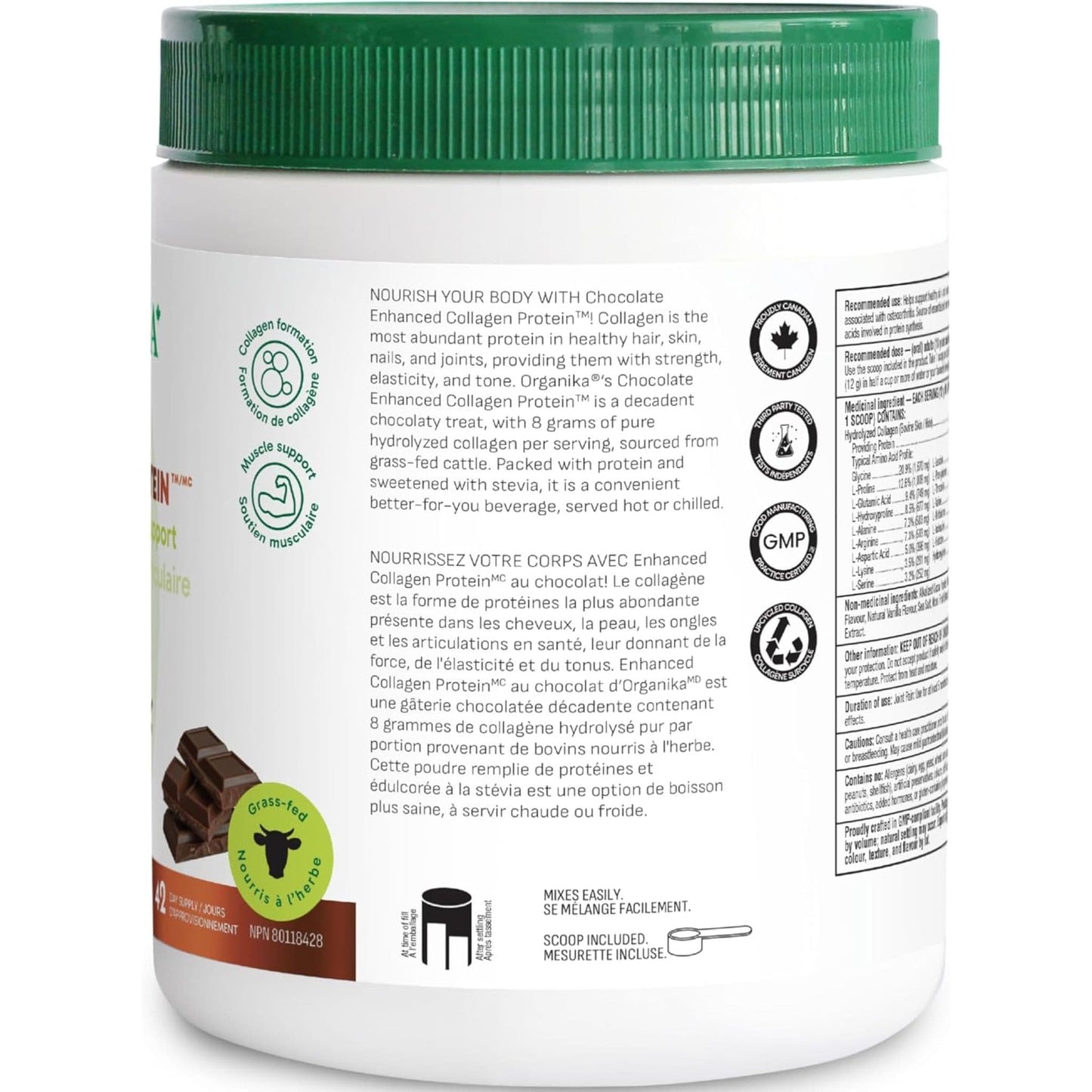 Organika Enhanced Collagen Powder (100% flavourless hydrolyzed collagen peptides), 250-500g