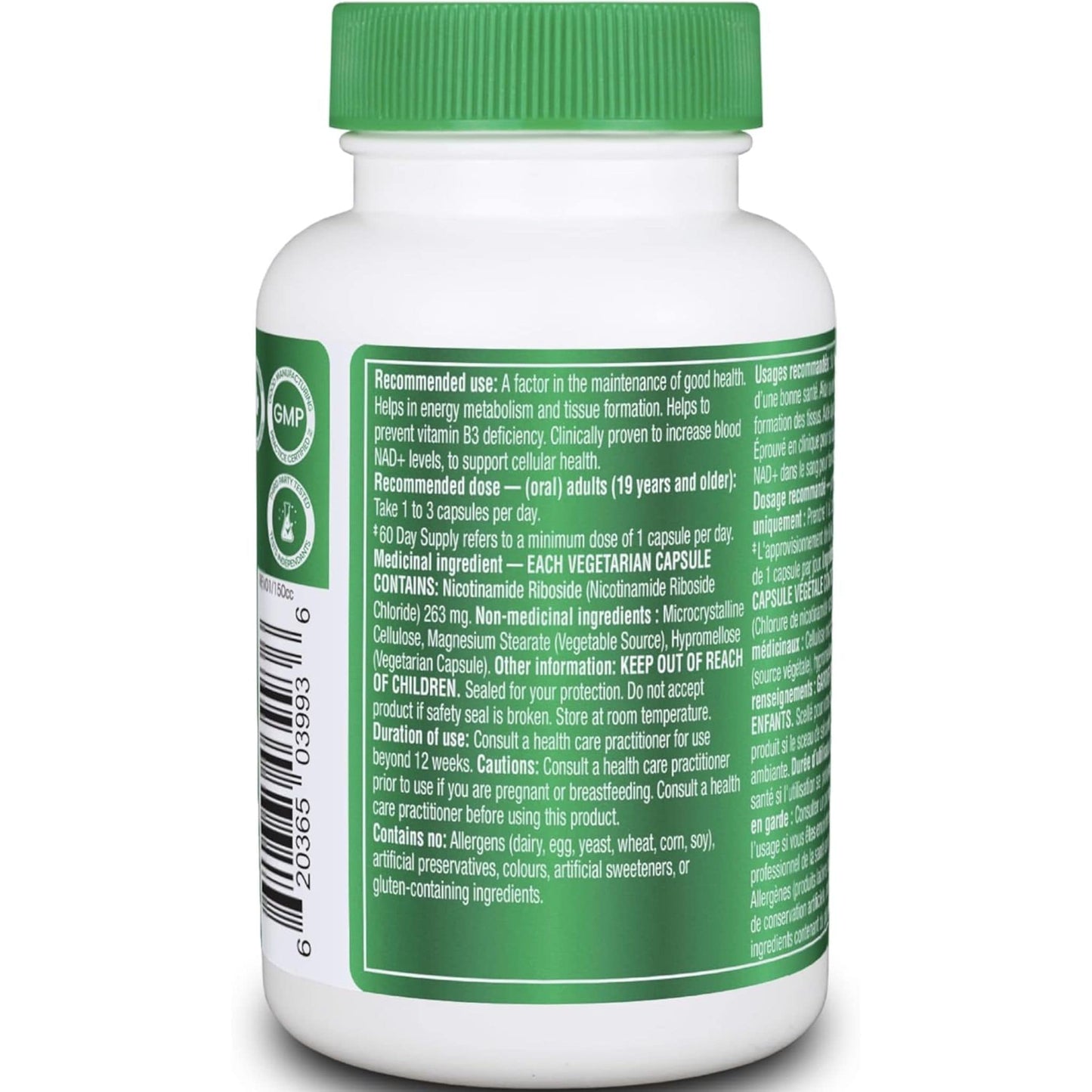 60 Vegetarian Capsules | Organika NAD+Booster 789 mg