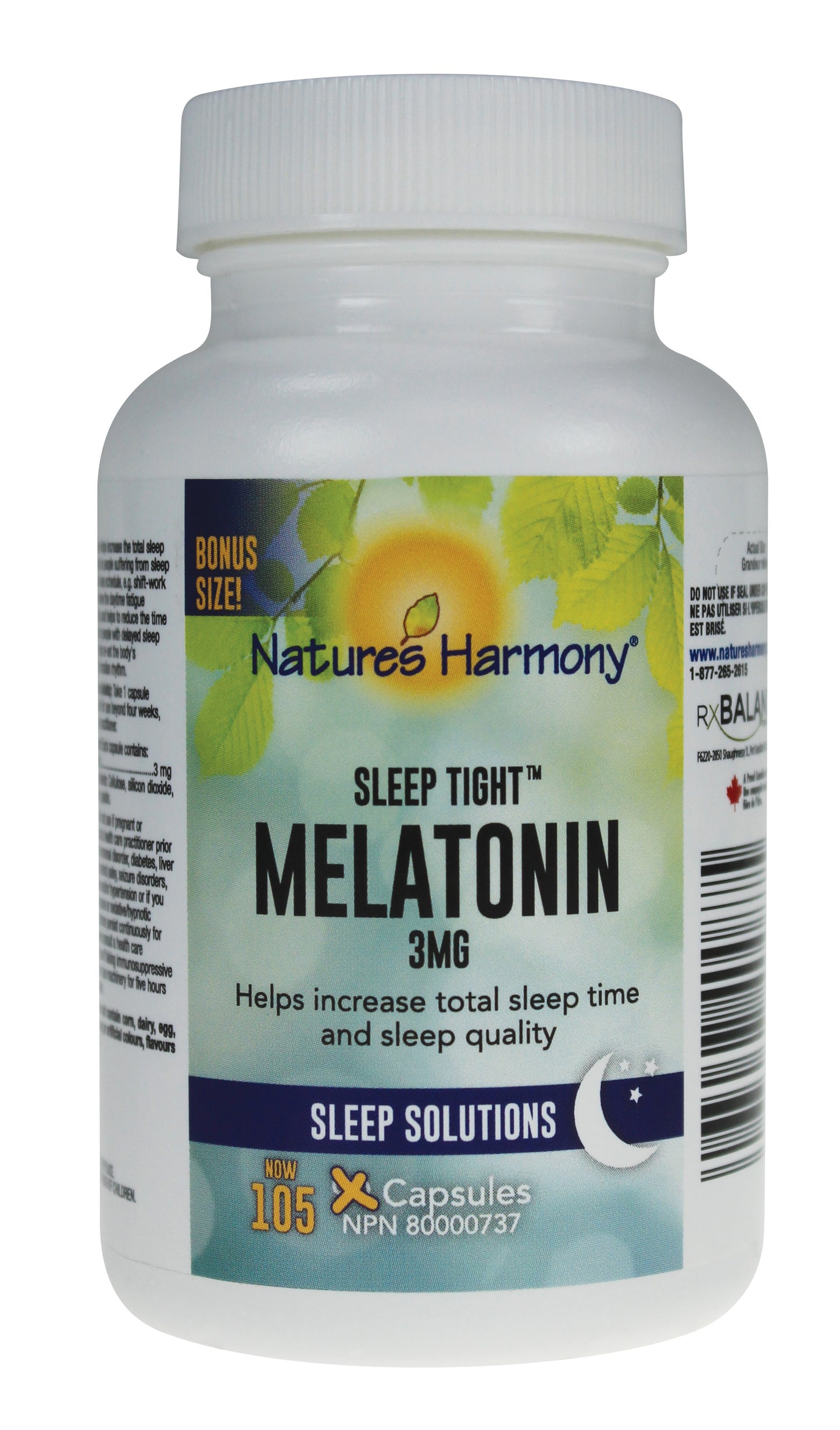 105 Capsules | Nature's Harmony Melatonin 3mg 105 Capsules