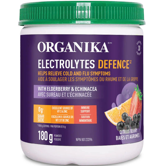 Citrus Berry Flavour, 180g | Organika Electrolytes Defence Powder with Elderberry & Echinacea