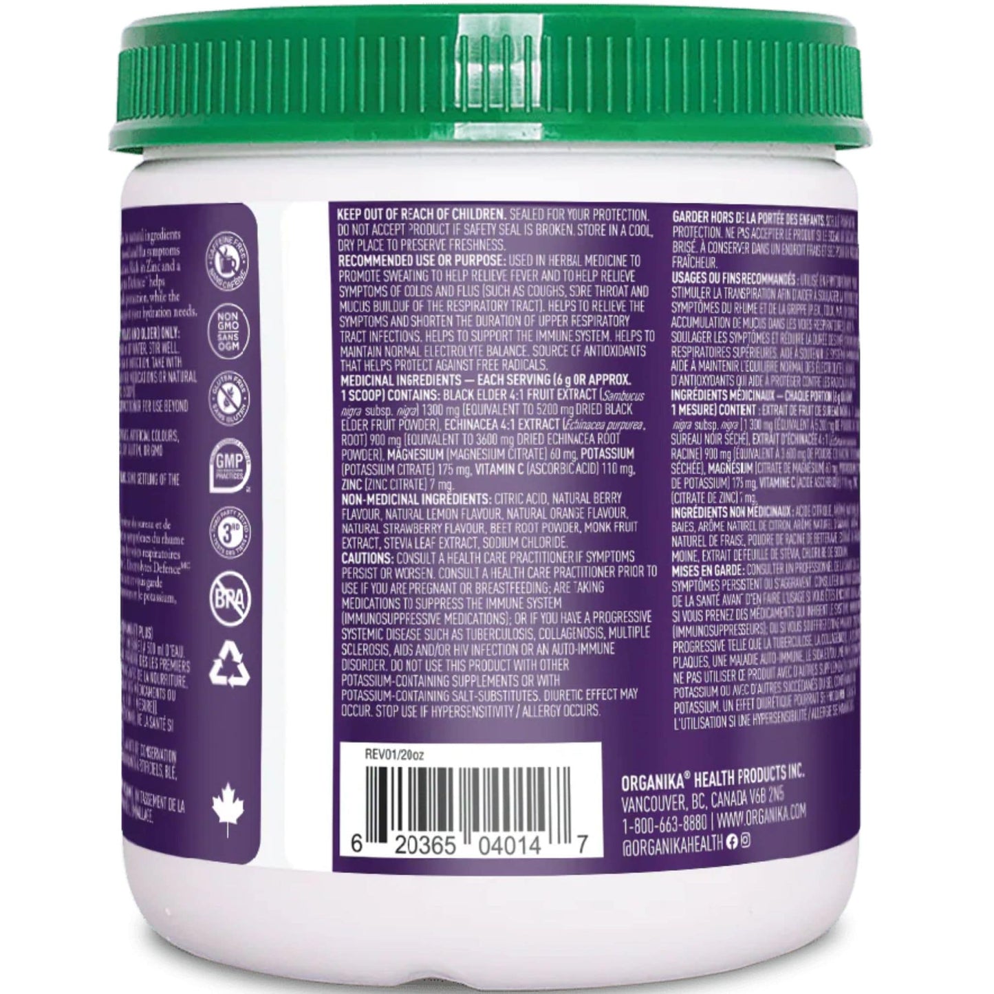 Citrus Berry Flavour, 180g | Organika Electrolytes Defence Powder with Elderberry & Echinacea