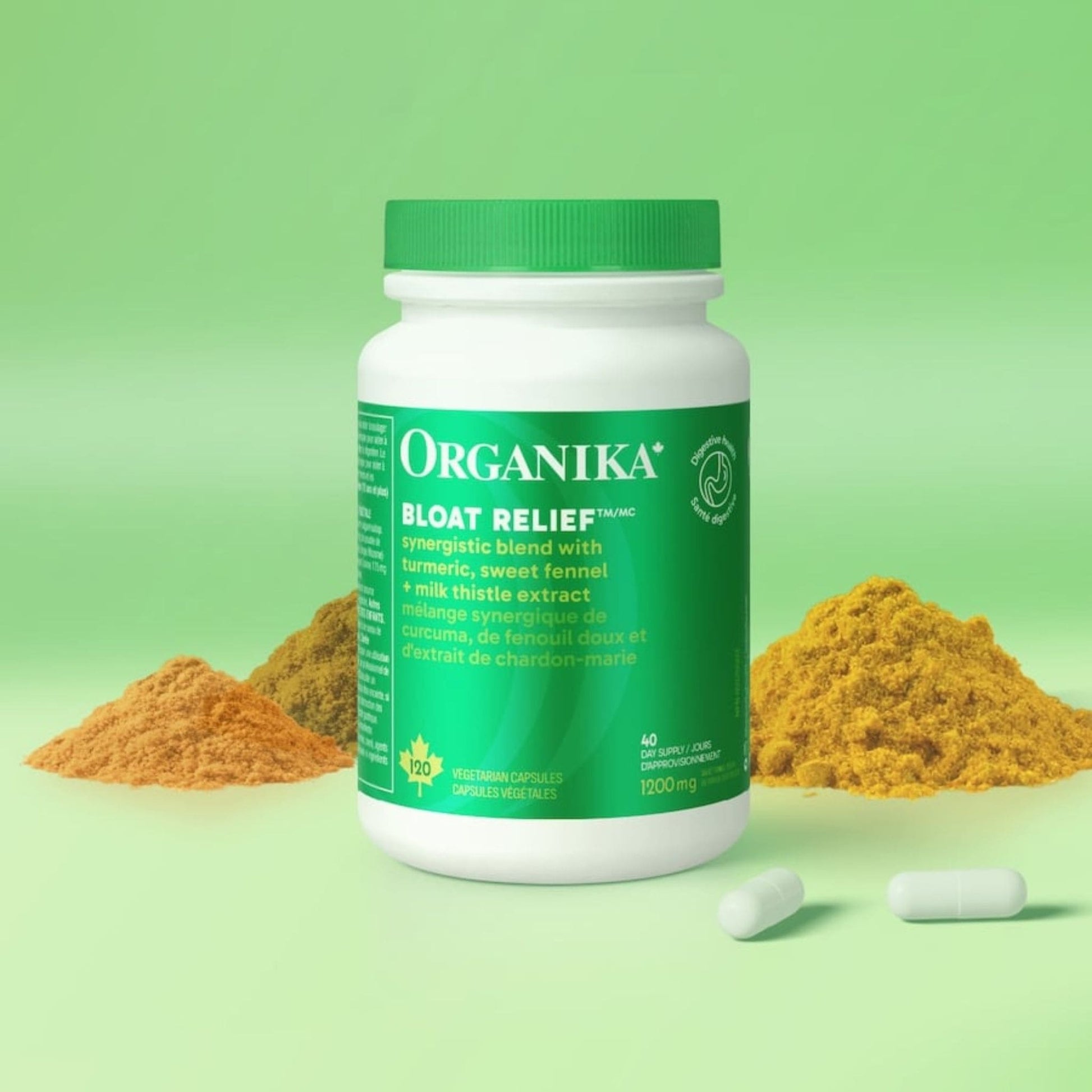 120 Vegetarian Capsules | Organika Bloat Relief 1200 mg