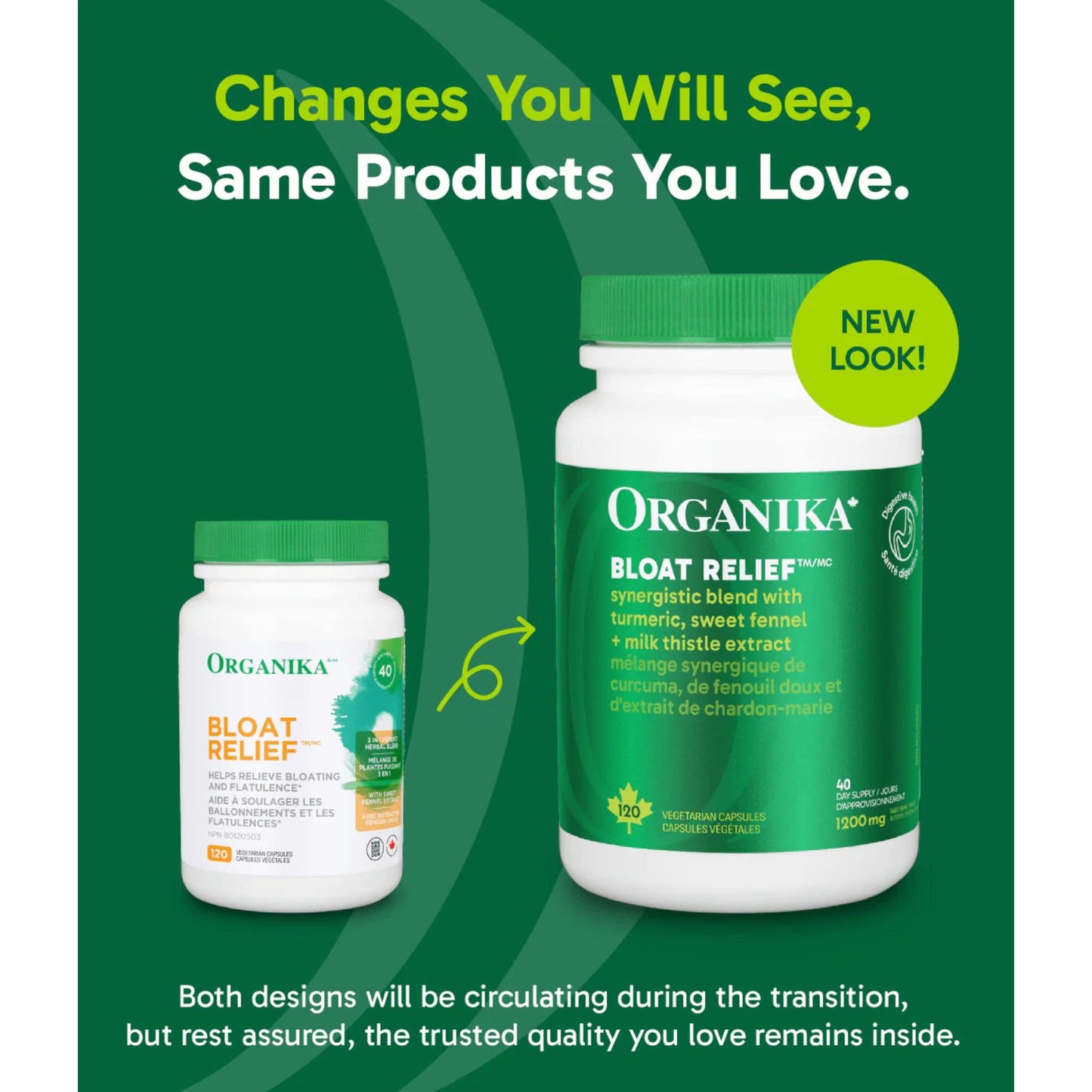 120 Vegetarian Capsules | Organika Bloat Relief 1200 mg