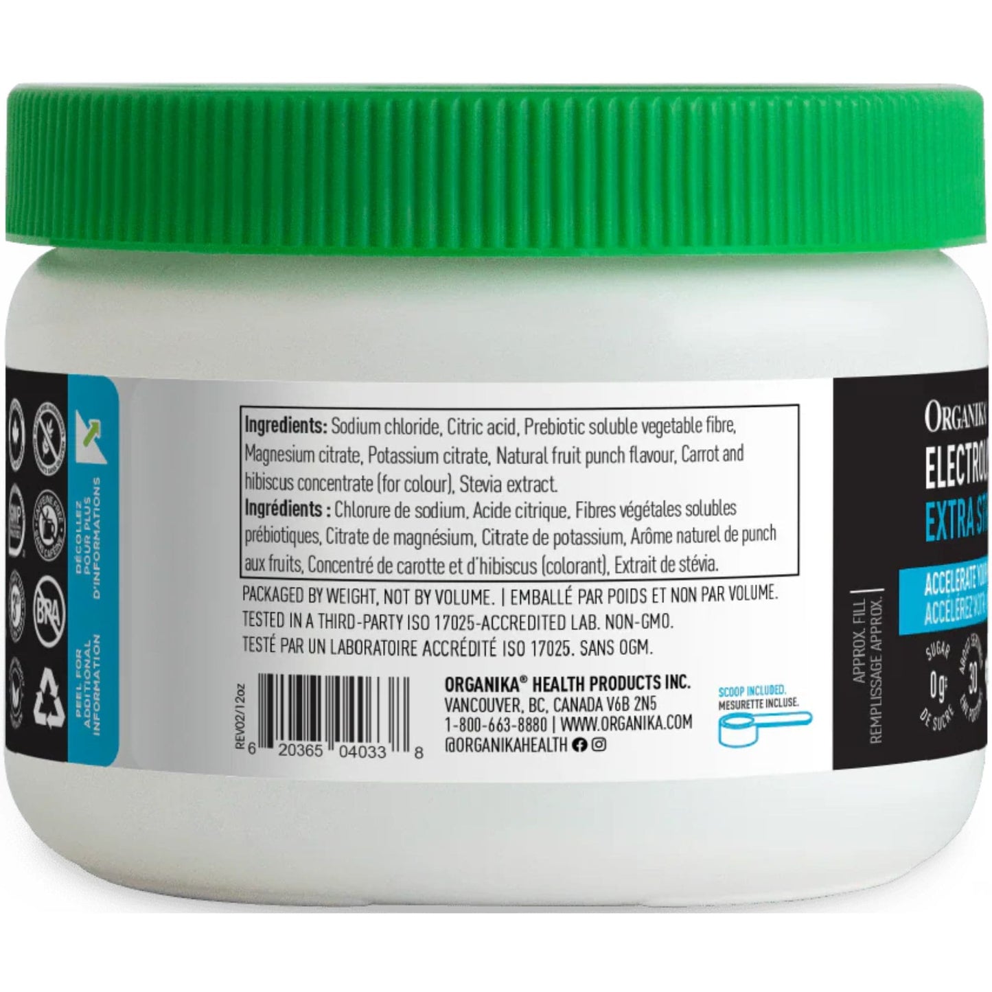 Fruit Punch Flavour, 180 g | Organika Electrolytes Extra Strength Powder