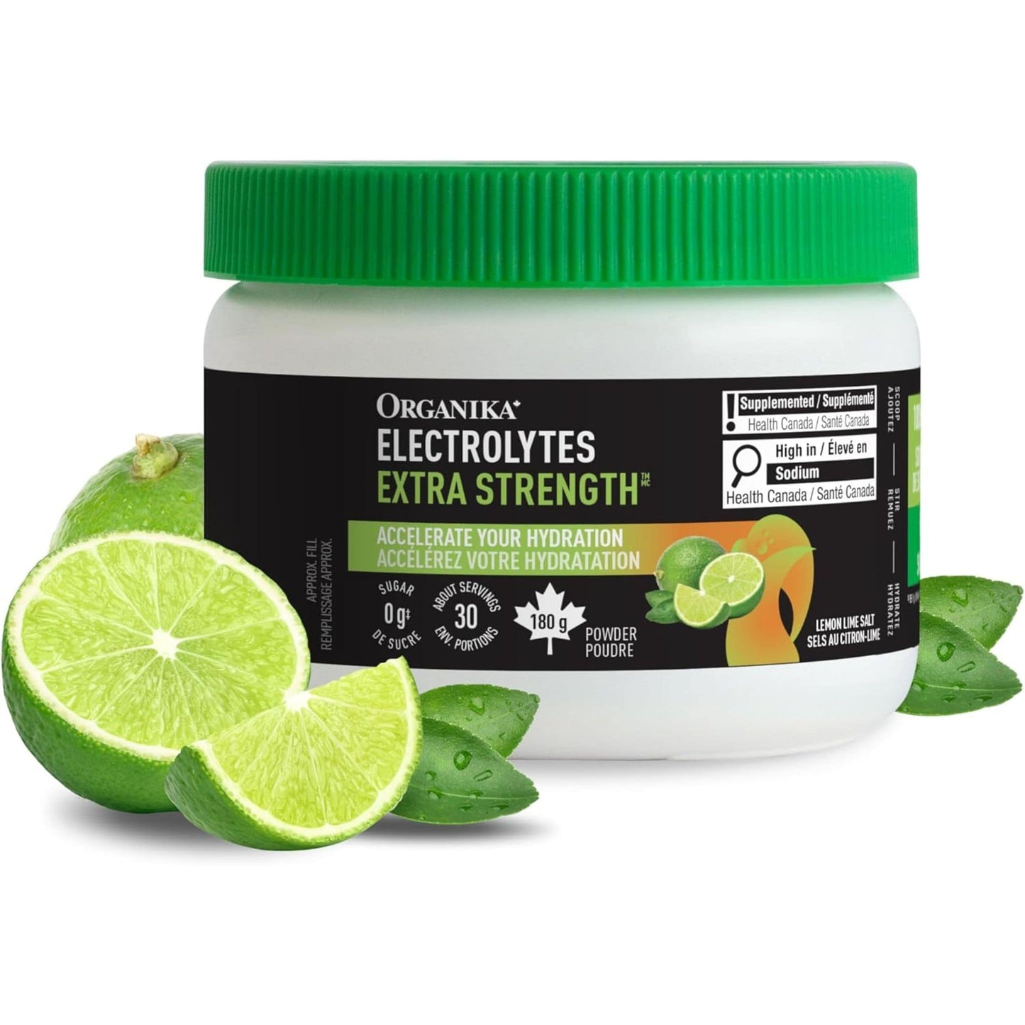 Lemon Lime Flavour, 180 g | Organika Electrolytes Extra Strength Powder