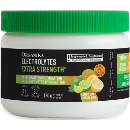 Lemon Lime Flavour, 180 g | Organika Electrolytes Extra Strength Powder
