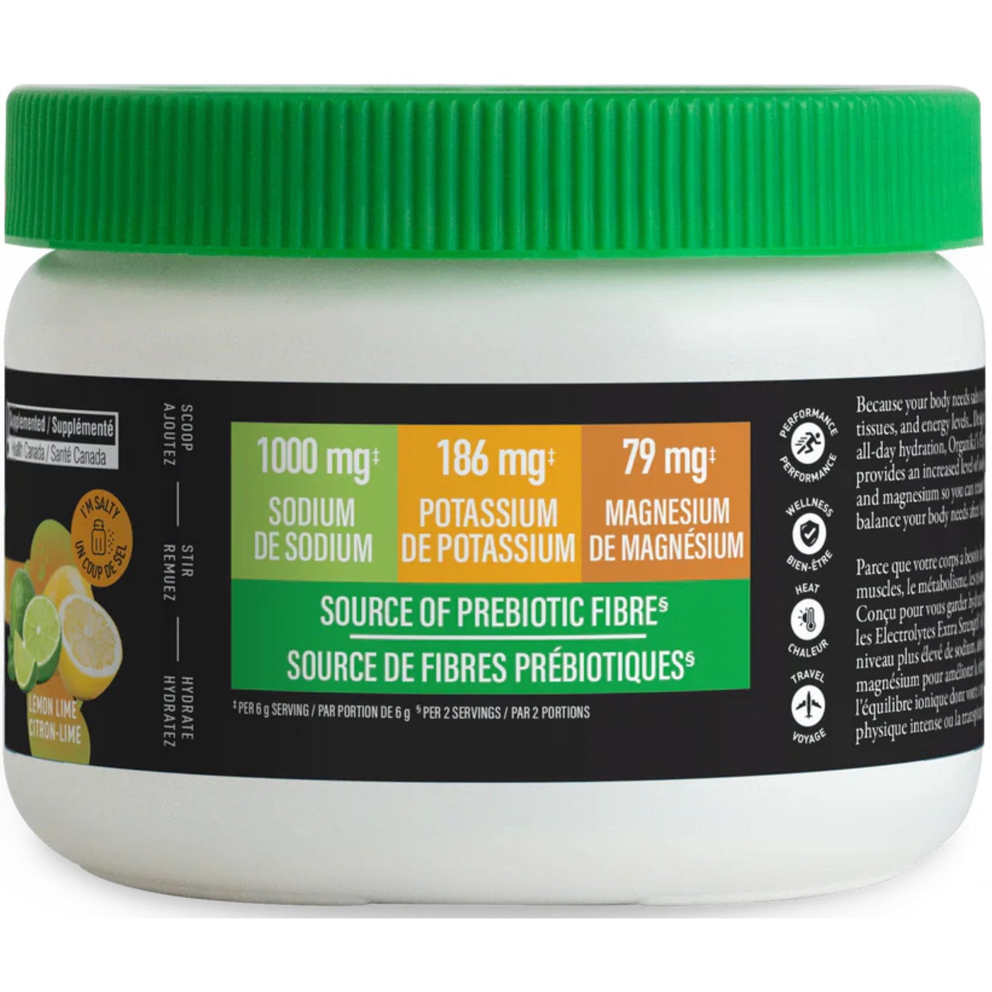 Lemon Lime Flavour, 180 g | Organika Electrolytes Extra Strength Powder