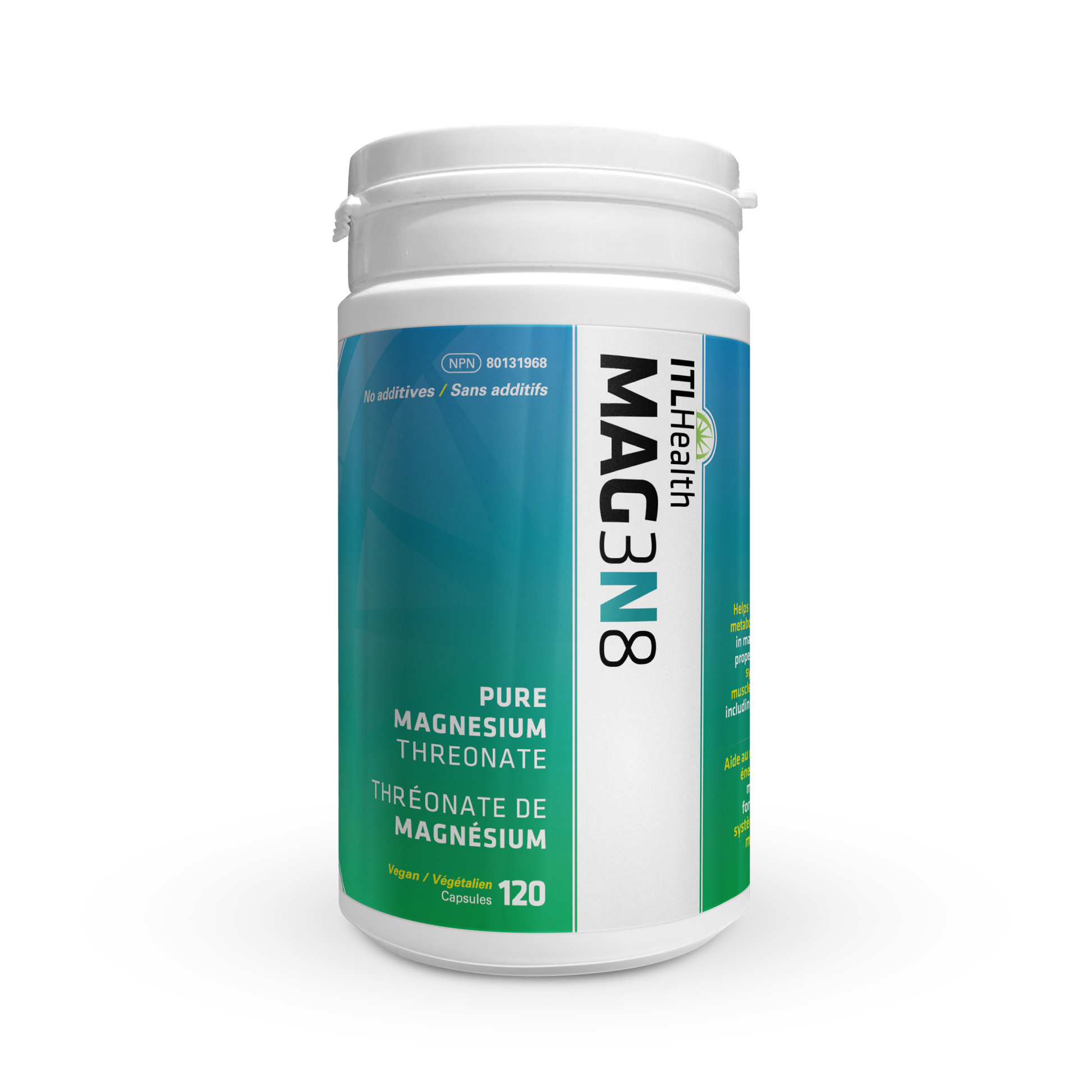ITL Health MAG3N8 Magnesium L-Threonate, Magtein, Brain and Cognitive Support - 120 Capsules