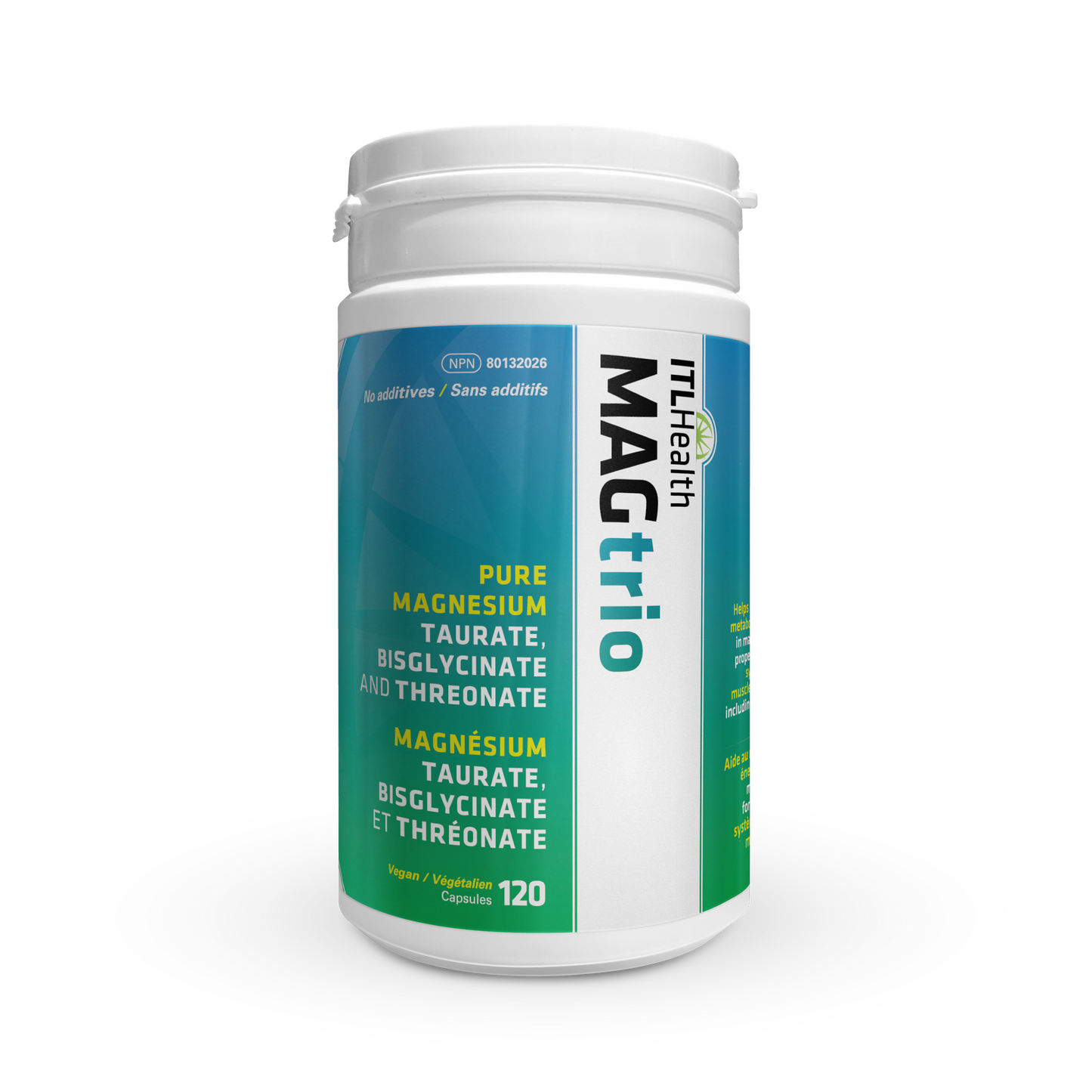 ITL Health MAGtrio 3-in-1 Magnesium Complex, Taurate, Bisglycinate & L-Threonate - 120 Capsules